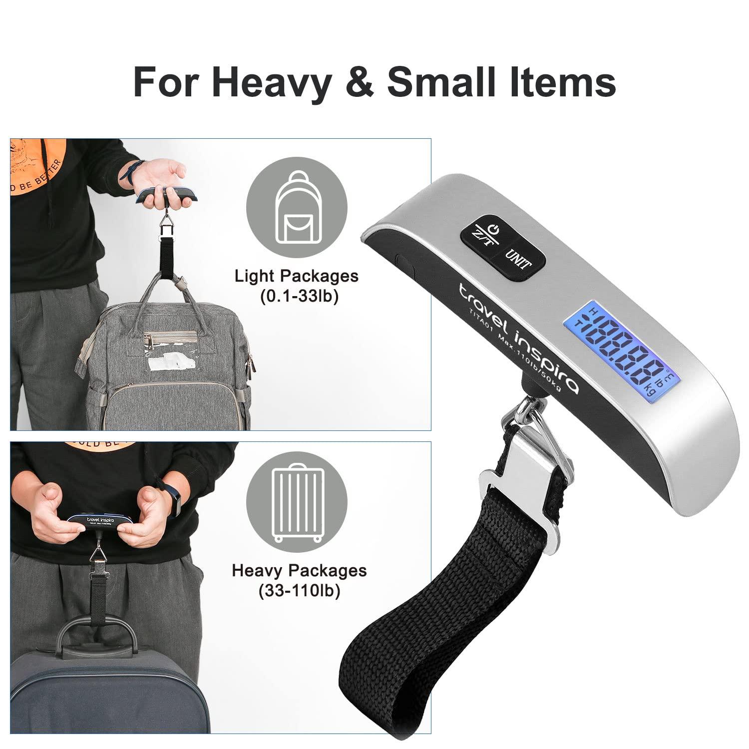 travel inspira Luggage Scale, Portable Digital Hanging Baggage Scale for Travel, Suitcase Weight Scale with Rubber Paint, 110 Pounds, Battery Included - Image 4