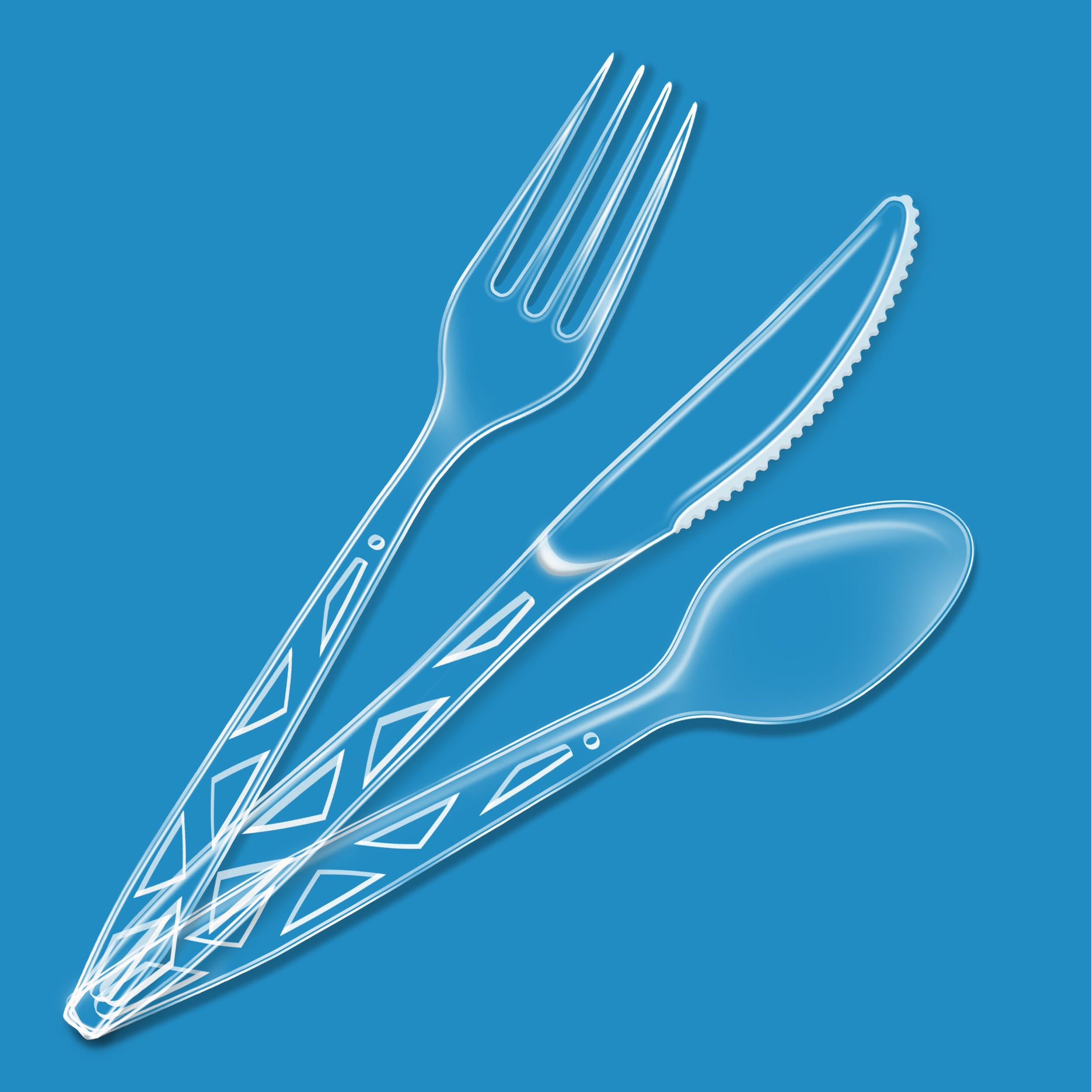 Amazon Basics Disposable Clear Assorted Cutlery Set, Premium Quality, 192 Count, Large Combo Pack Forks, Spoon and Knives - Image 4