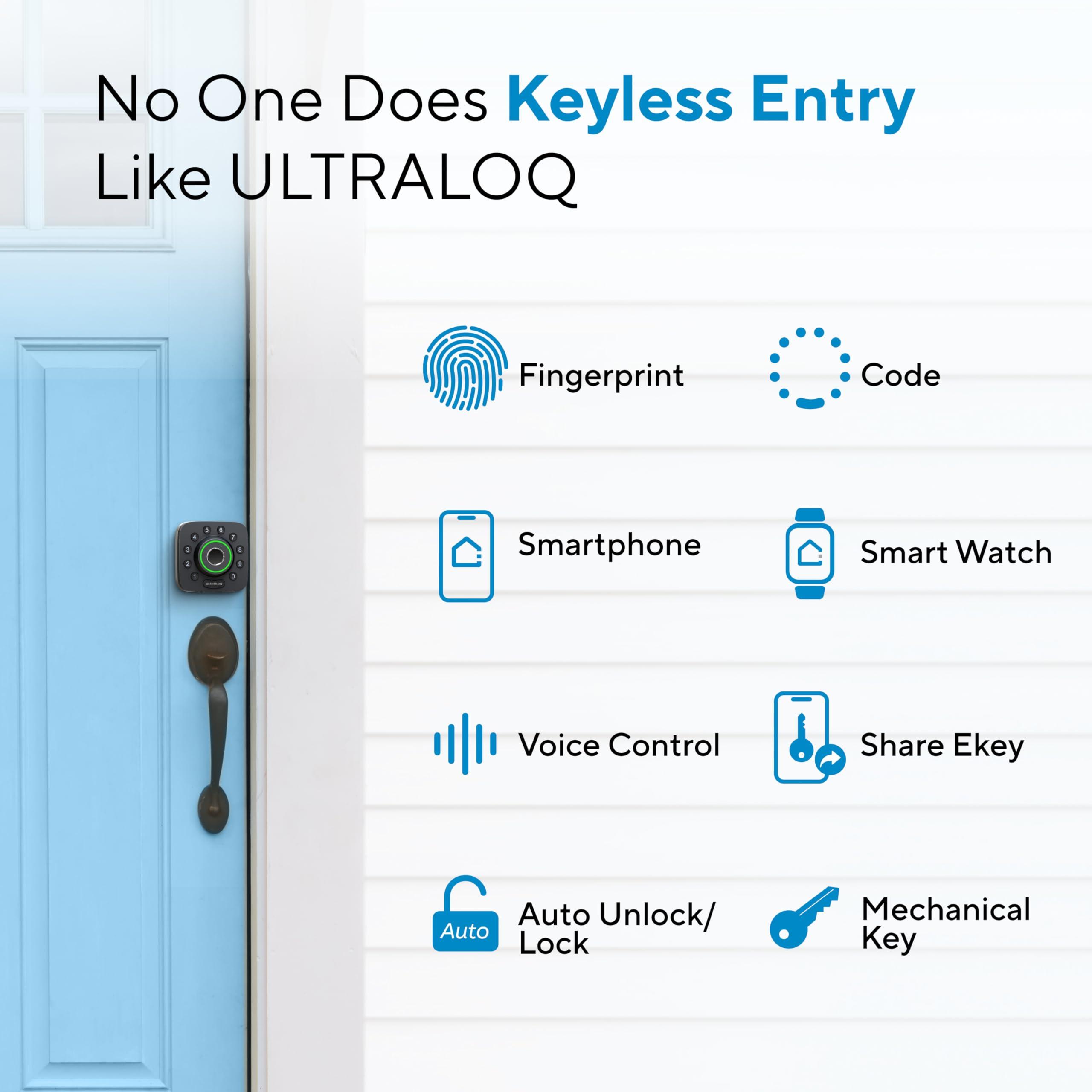 ULTRALOQ Smart Lock U-Bolt Pro, 7-in-1 Fingerprint Keyless Entry Door Lock with App Control, Anti-peep Keypad, Auto Lock, Smart Deadbolt Front Door, IP65 Waterproof, Easy Installation, 1 Year Battery - Image 9