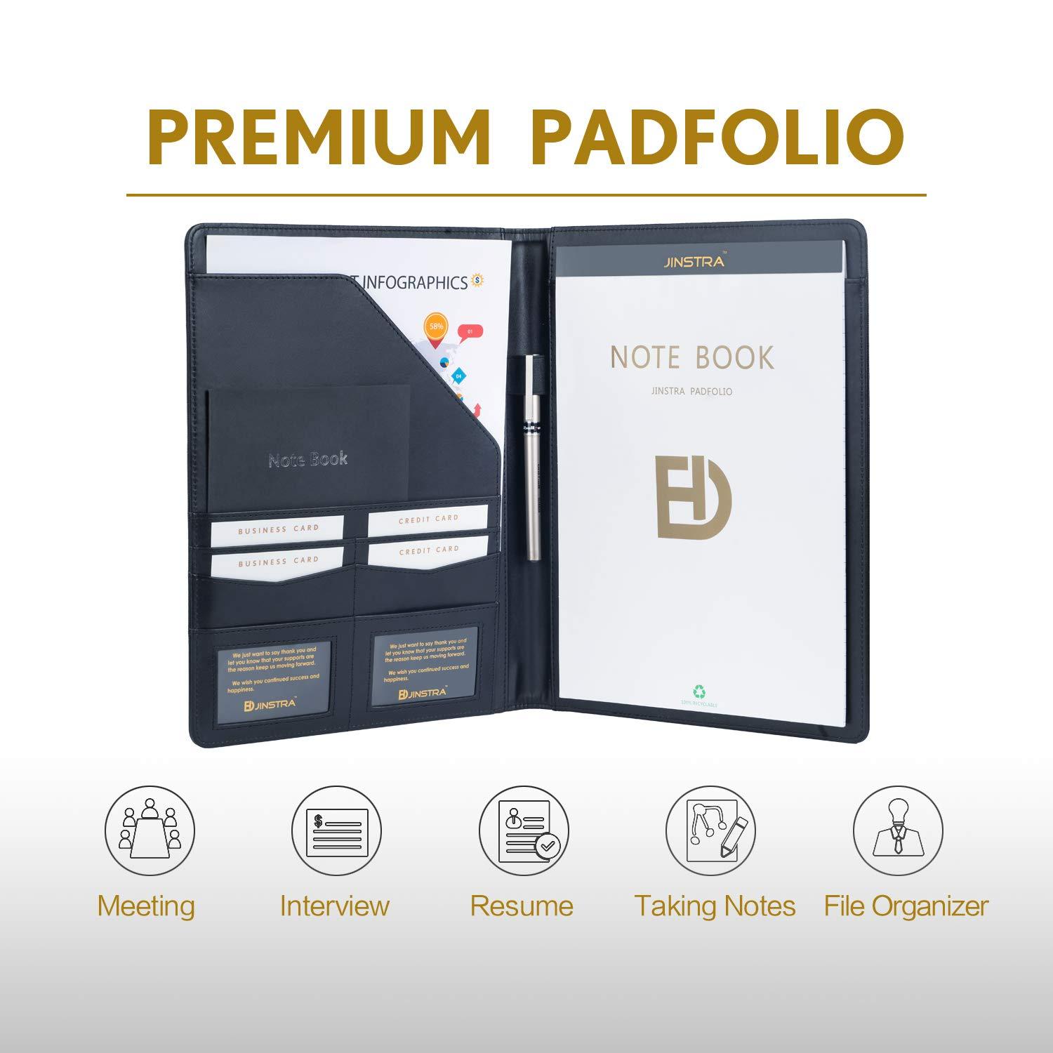 Padfolio Portfolio Leather Folder by Jinstra Professional Business PU Leather Notepad Holder for Resumes, Interview Writing Pad Folders, Legal Pad Portfolios with 20 Pages Notebook for Women/Men - Image 4