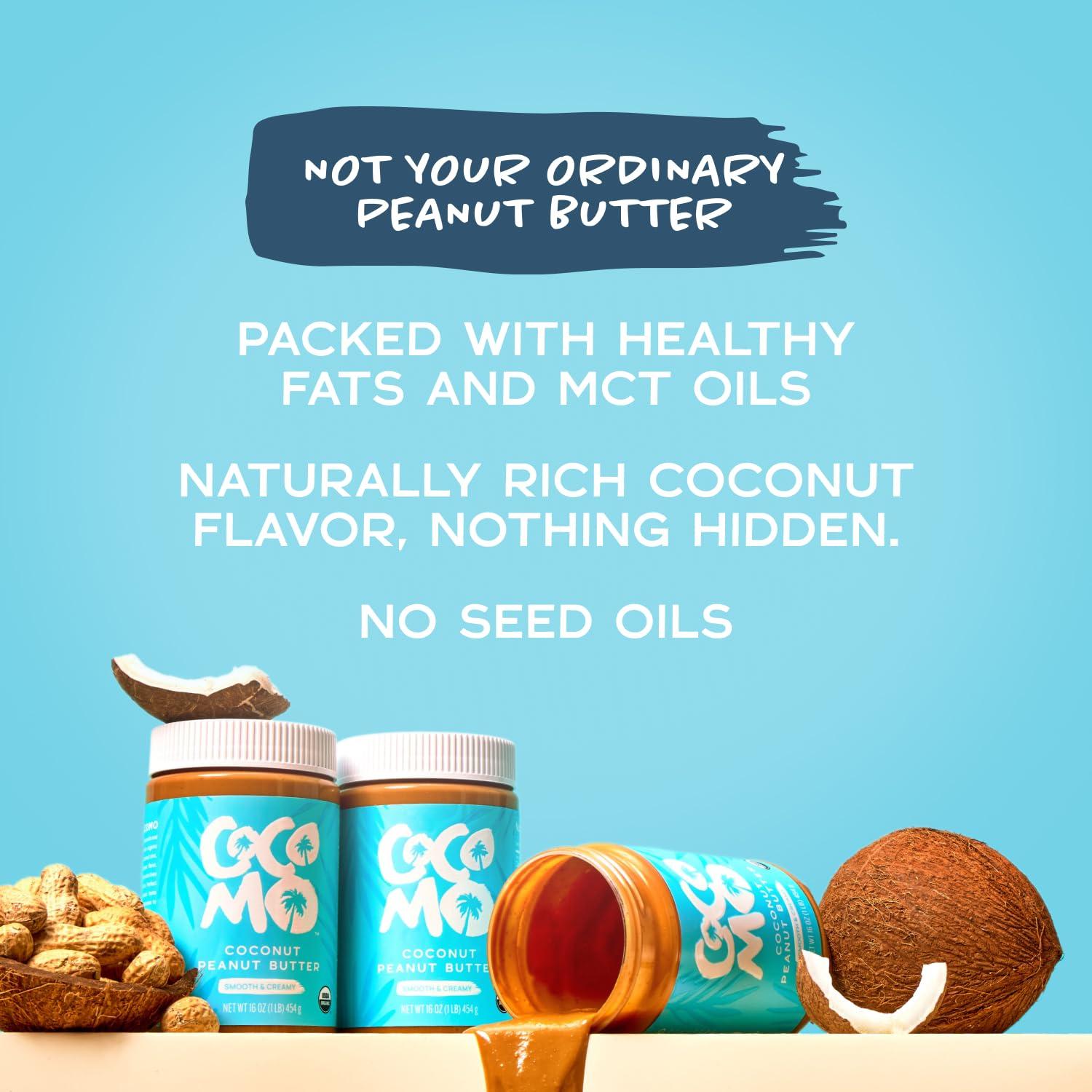 Cocomo Coconut Peanut Butter Spread, 16 oz - Organic Peanut Butter, Natural, Gluten Free, Vegan, High Protein, Healthy Snack, Smooth and Creamy - Image 3
