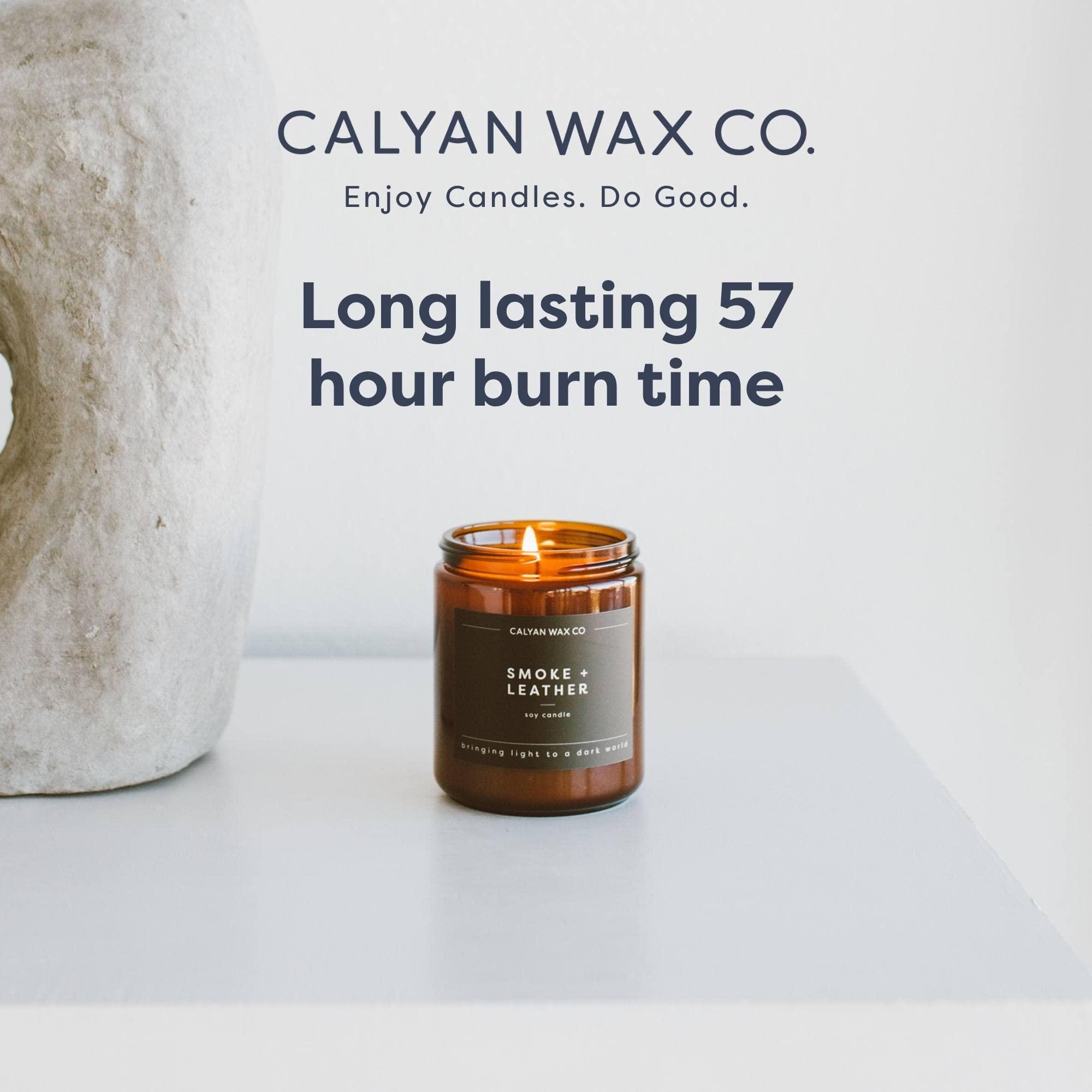 Calyan Wax Co. Soy Wax Candle, Cedar + Tobacco Scented Candle, 57 Hour Burn Time, Aromatherapy Soy Candles, Non Toxic & Vegan Soy Wax, Amber Glass Jar Scented Candles, 7.2oz - Image 4