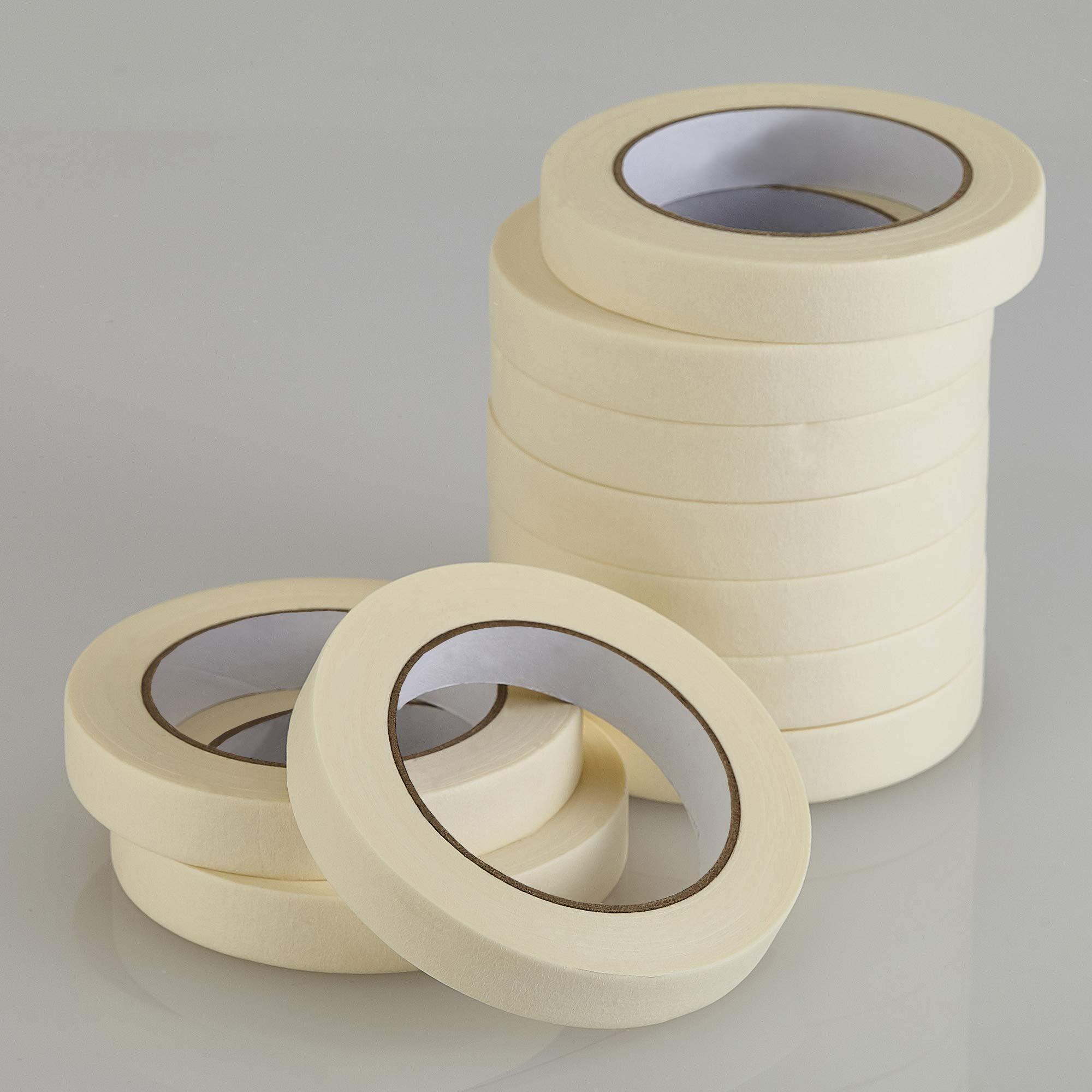 Lichamp Masking Tape 10 Pack General Purpose Beige White Color, 0.75 inch x 55 Yards x 10 Rolls (550 Total Yards), for Painting, Home, Office, School Stationery, Arts, Crafts etc. (3004) - Image 2