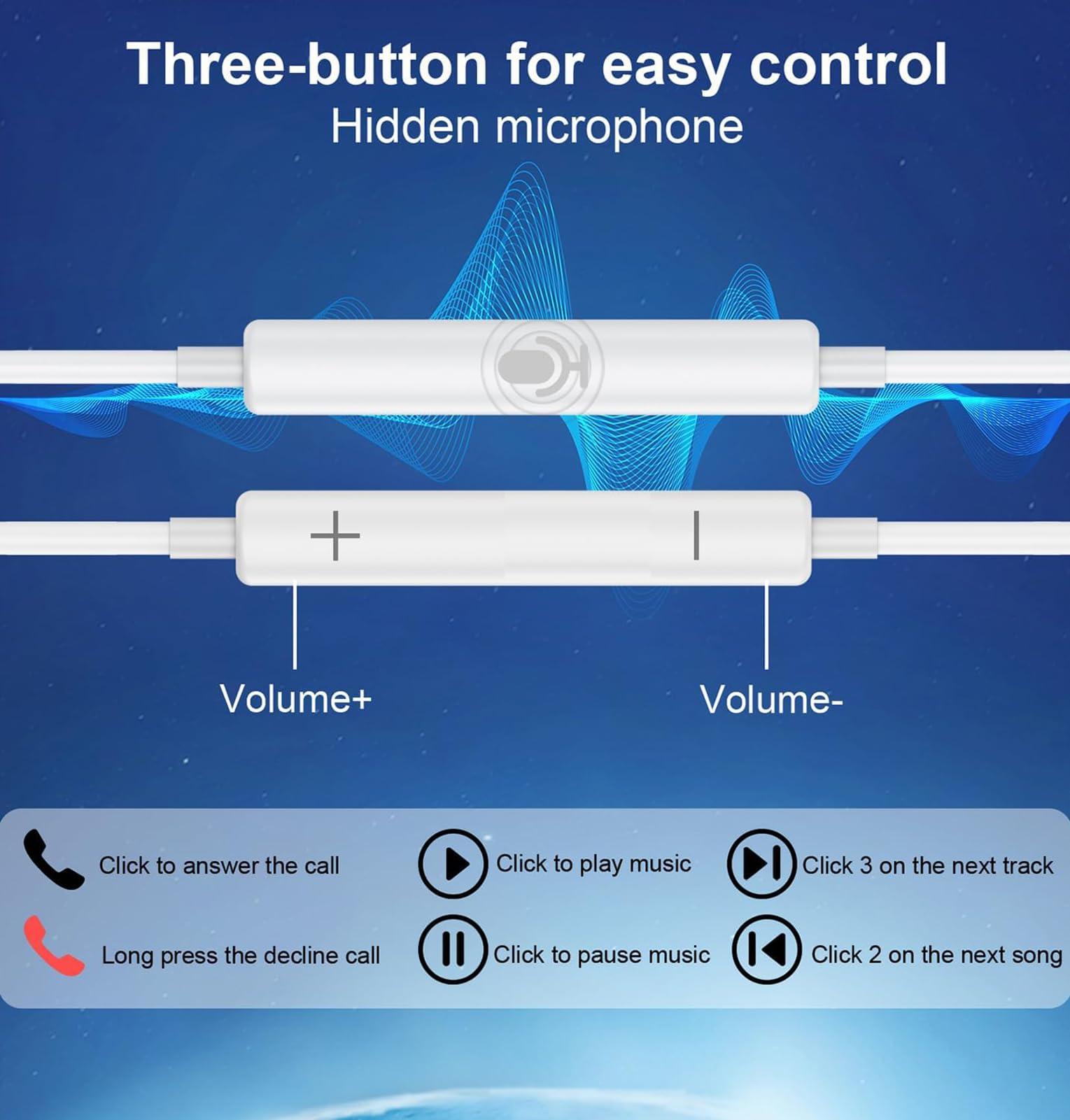 2 Packs LiIIting Headphones for iPhone Earphones Wired Nosie Reduction Built-in Microphone&Volume Control Headsets，Earbuds for iPhone 14/13/12/11/XR/XS/X/8/7/6/SE/Pro/Pro Max, Support All iOS System - Image 2
