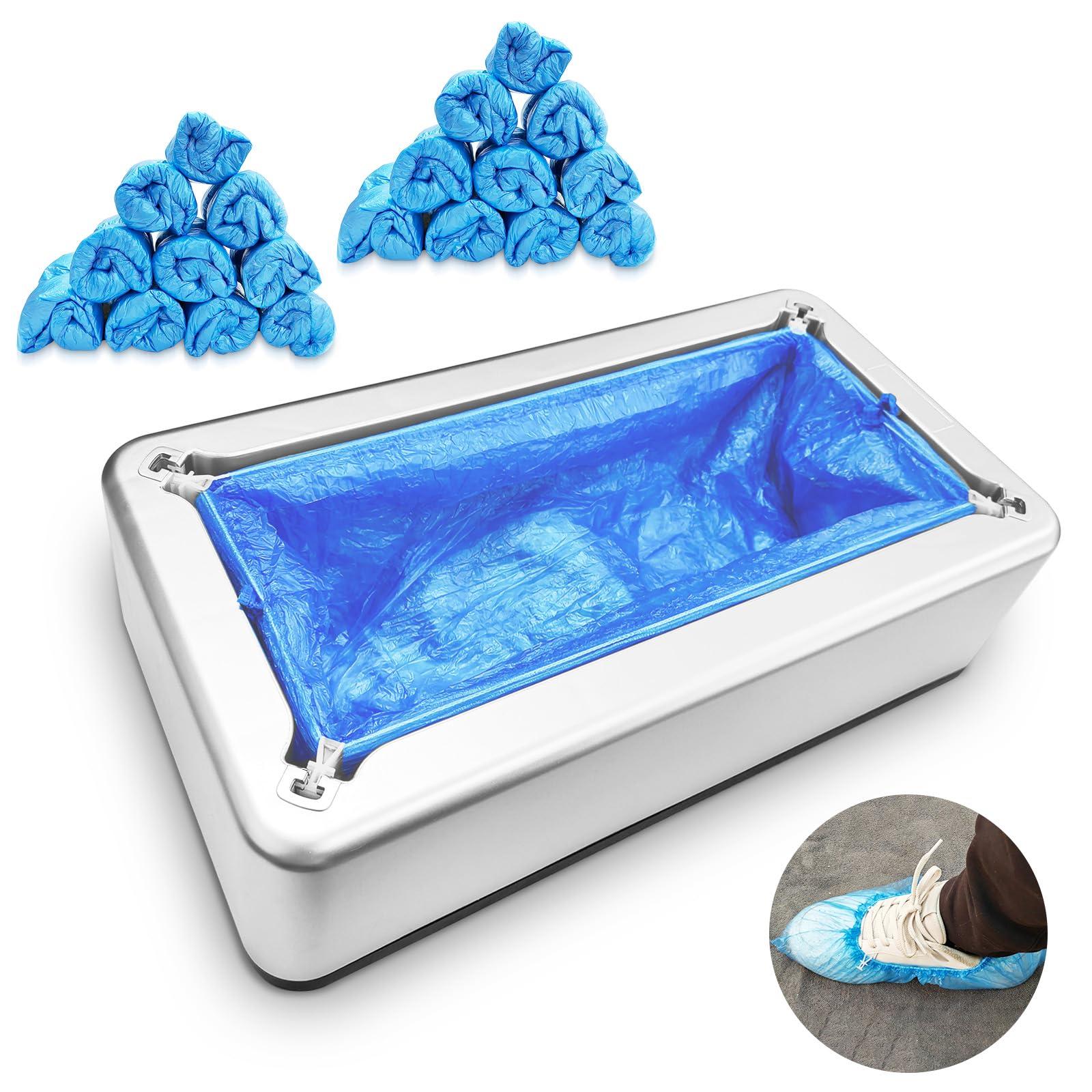 Shoe Covers Machine Automatic Shoe Cover Dispenser with 200pcs Disposable Plastic Shoe Cover for Home, Office, Supermarket, Factory, Hospital (Silver)