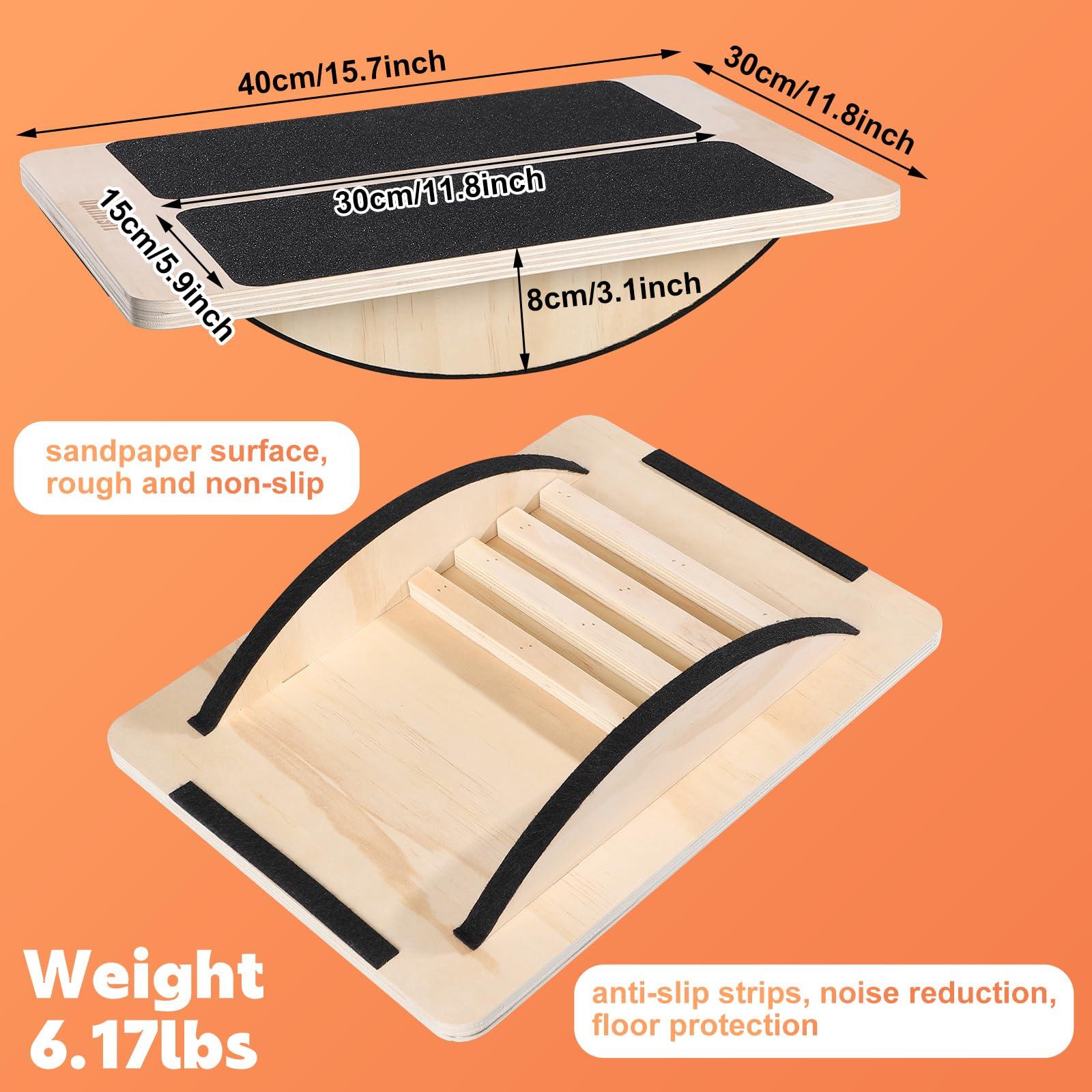 2-in-1 Professional Slant Board & Balance Board, Wooden Adjustable Incline Board Wobble Board Standing Desk Calf Stretcher for Squats Stretching Leg Knees Heel Ankle - Image 4