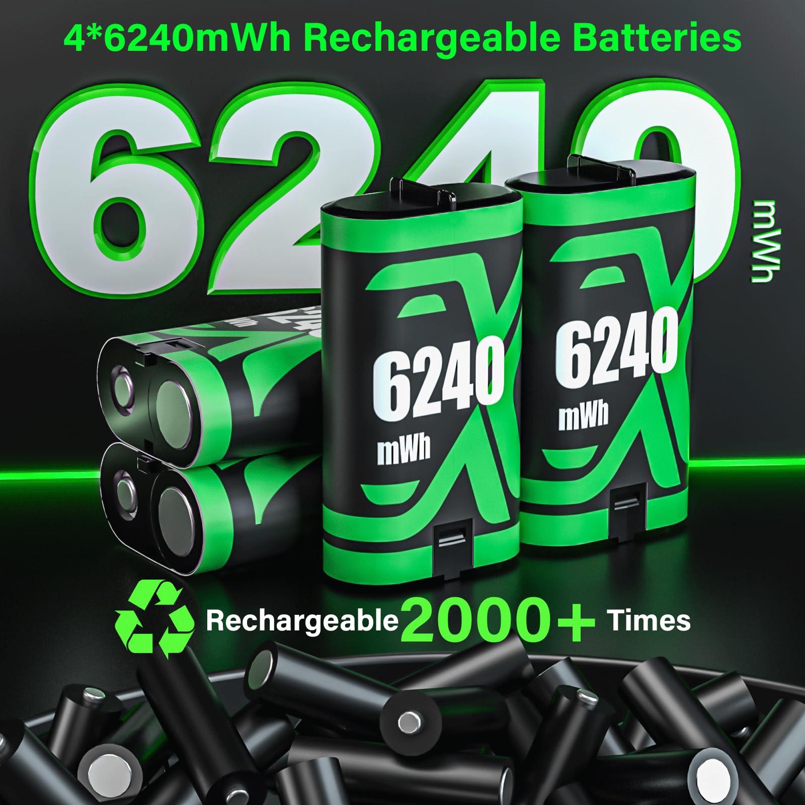 Rechargeable Xbox Controller Battery Pack for Xbox one/Xbox One S/Xbox One X/Xbox One Elite/Xbox Series X|S, 4x6240mWh Batteries Pack for Xbox Accessories Kits, Xbox Rechargeable Battery Pack(4 Pack) - Image 3
