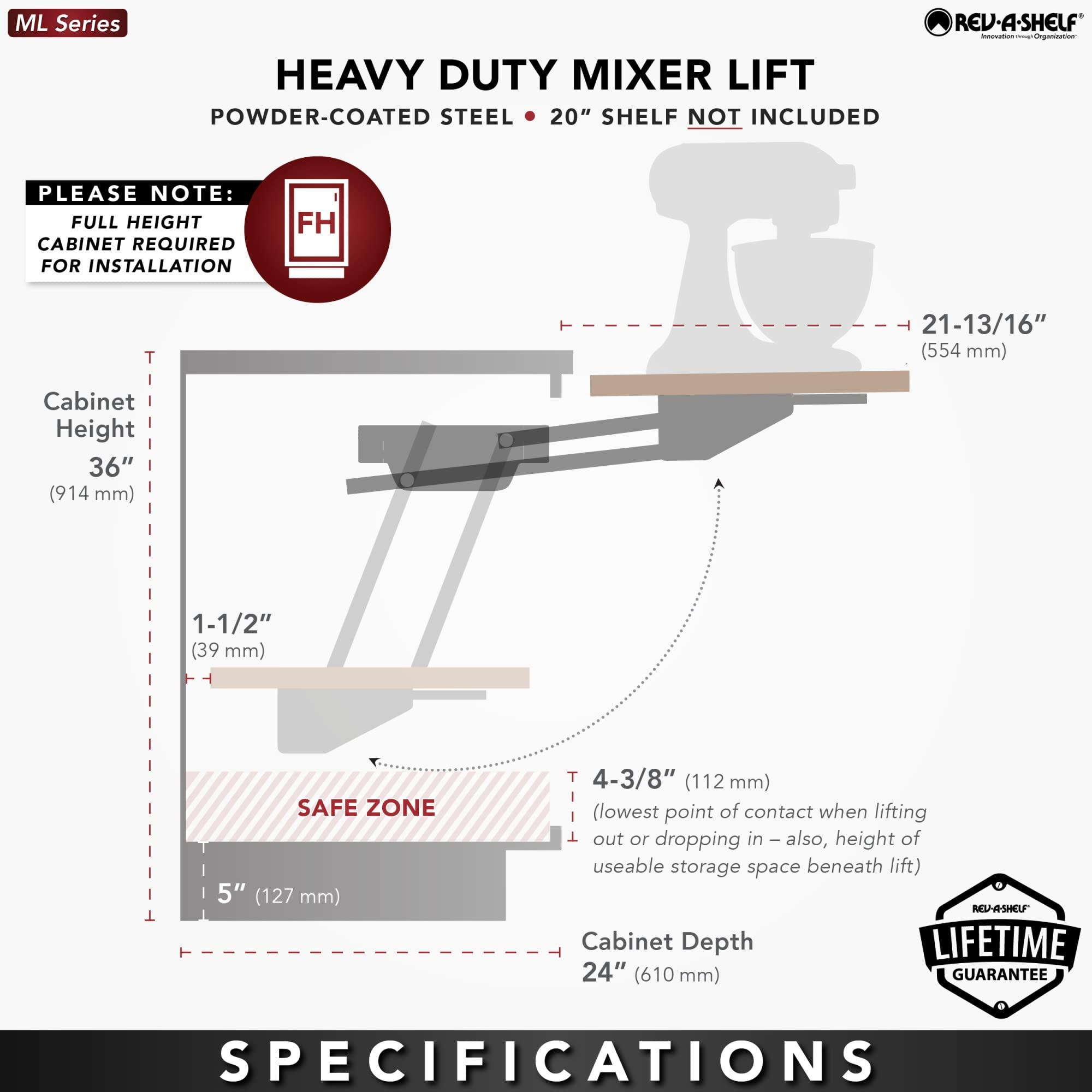 Rev-A-Shelf Kitchen Cabinet Spring Loaded Mixer and Appliance Lift Assist Mechanism for Small Kitchen Appliances, Zinc, RAS-ML-HDCR - Image 5