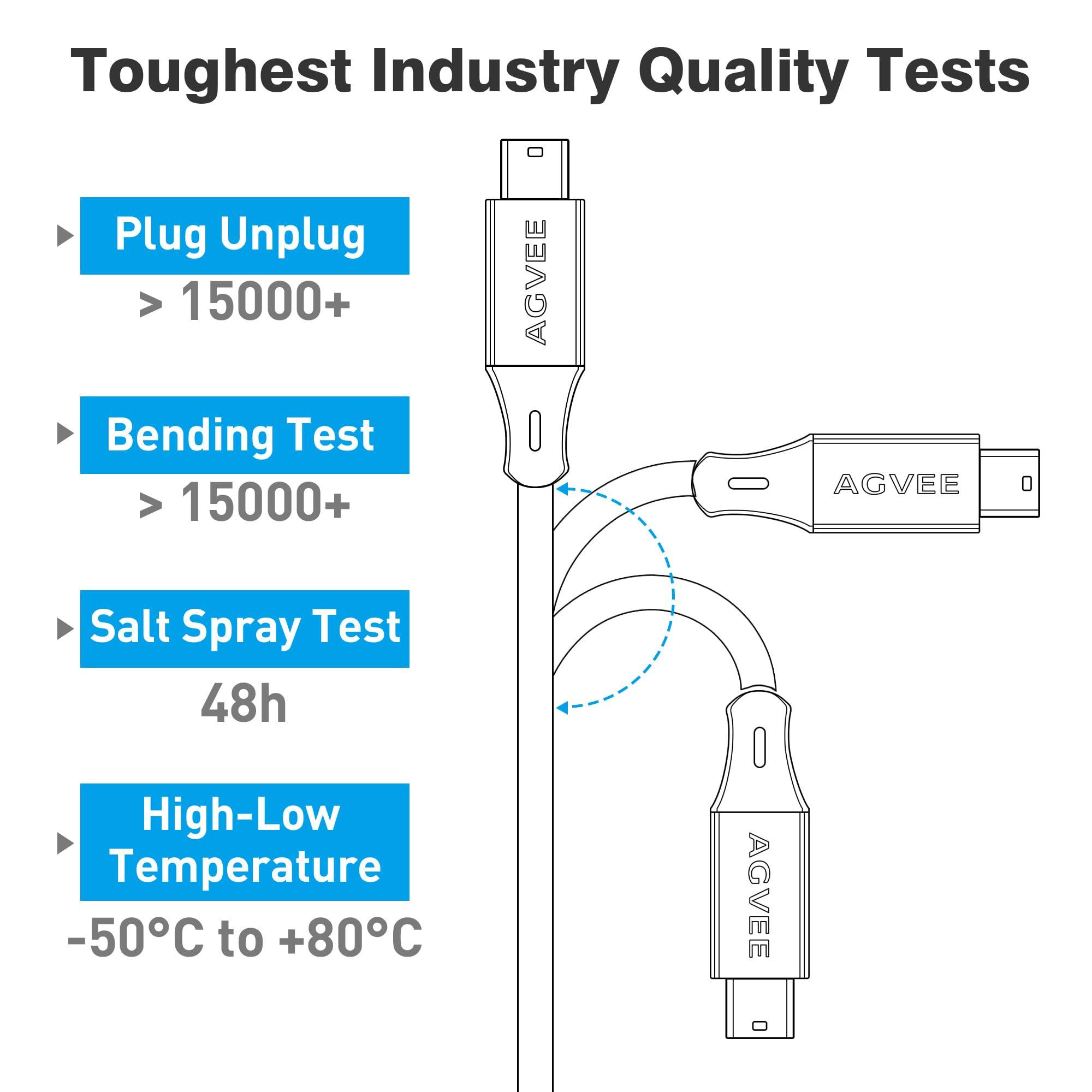 AGVEE 1ft USB-C to Mini USB Cable, Gold Plated End Tips, Braided Durable Mini-B 5-Pin to Type-C Data Charging Charger OTG Cord for Hero 3+, Canon Nikon Camera, GPS, Blue Yeti, Black - Image 4