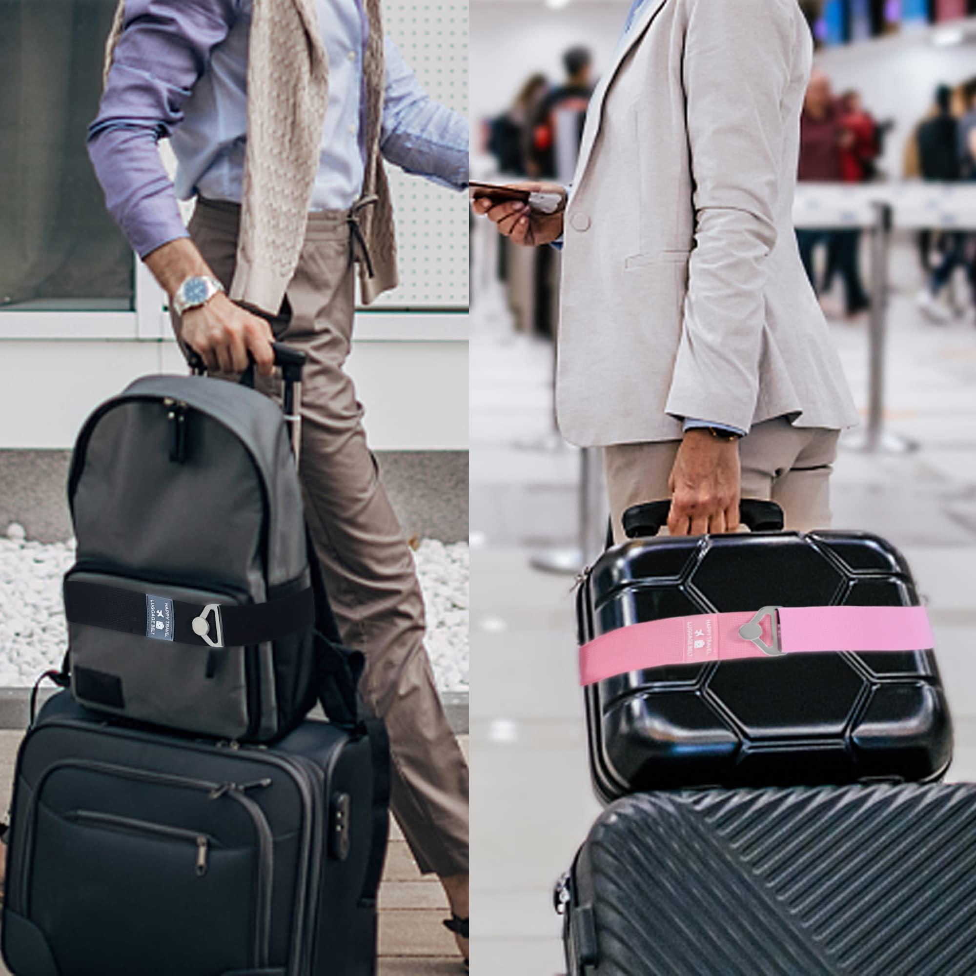 Bylion 2-in-1 Travel Belt for Luggage, Luggage Straps for Add a Bag Adjustable Suitcase Straps with Alloy Buckle Elastic Bungees Belt Hands-Free for Airport, Personalized Travel Accessories (Pink) - Image 5