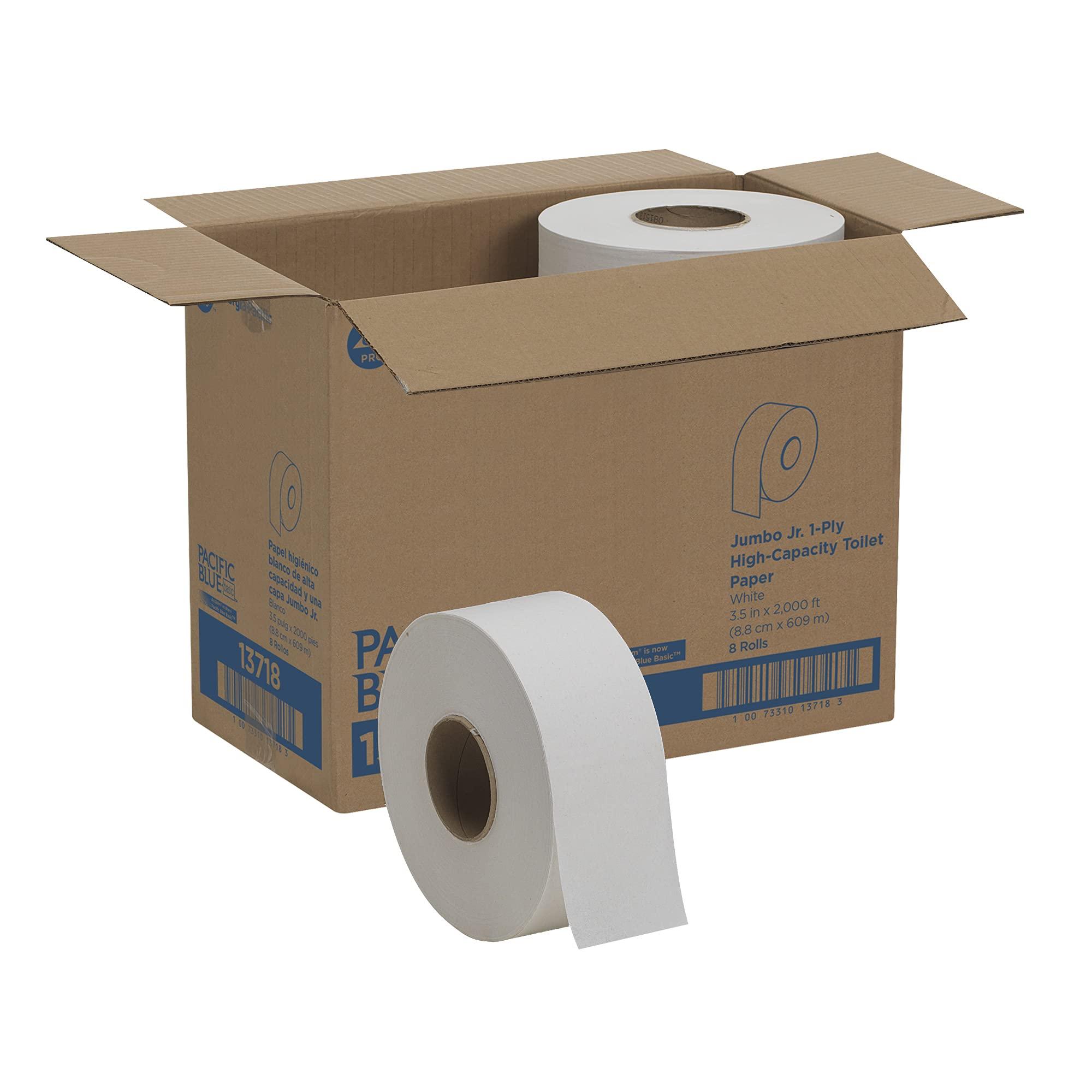 Pacific Blue Basic 1-Ply Jumbo Jr. 9'' Toilet Paper by GP PRO (GEORGIA-PACIFIC), 13718, 2,000 Linear Feet Per Roll, 8 Rolls Per Case - Image 4
