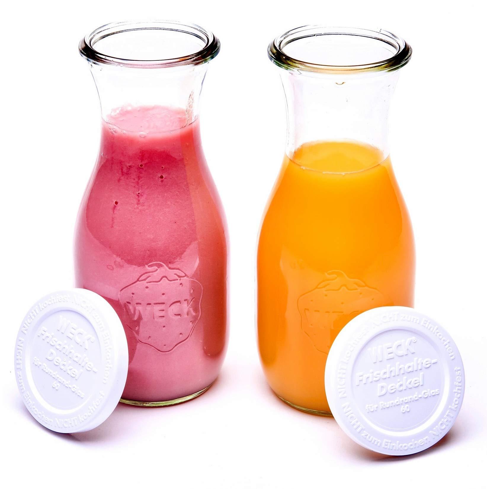Weck Juice Jar - (2) 764 1/2-Liter jar with Rubber Rings, Steel Clamps, Glass Lids, & Keep Fresh Lids