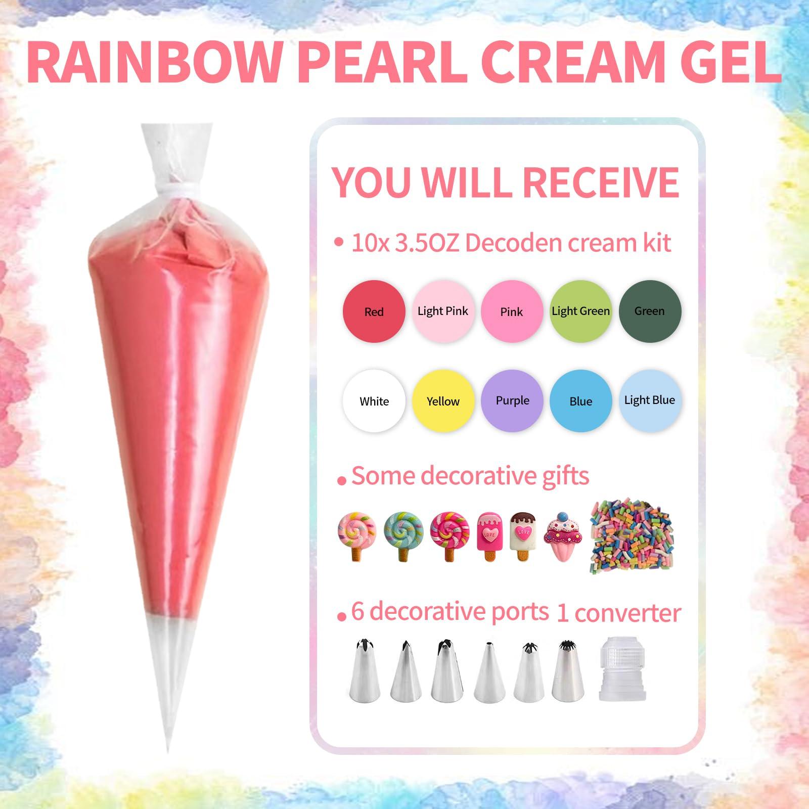 10Pcs 3.5 Oz Decoden Cream Kit, Pearlescent Rainbow Theme Simulation Fake Whipped Cream Glue, Deco Cream, Suitable for DIY Crafts and Phone Case Decoration(Pearlescent 10 Colors) - Image 2