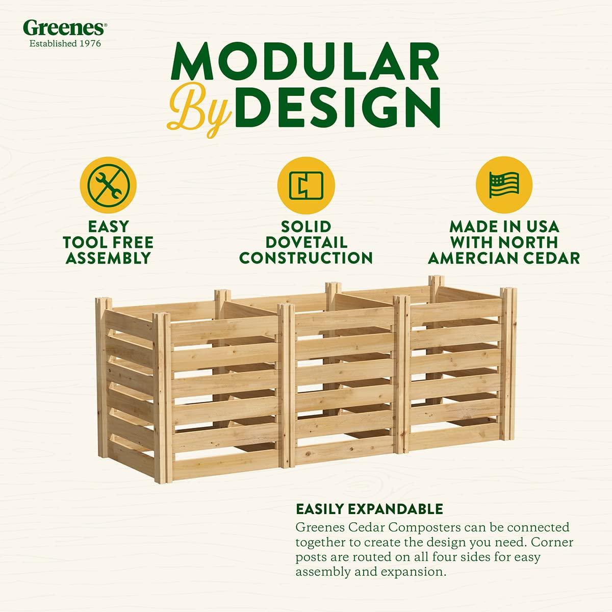 Greenes Fence Cedar Wood Composter, 24" W x 72" L x 31" H / 231.9 Gallons - Made in USA with North American Cedar - Image 4