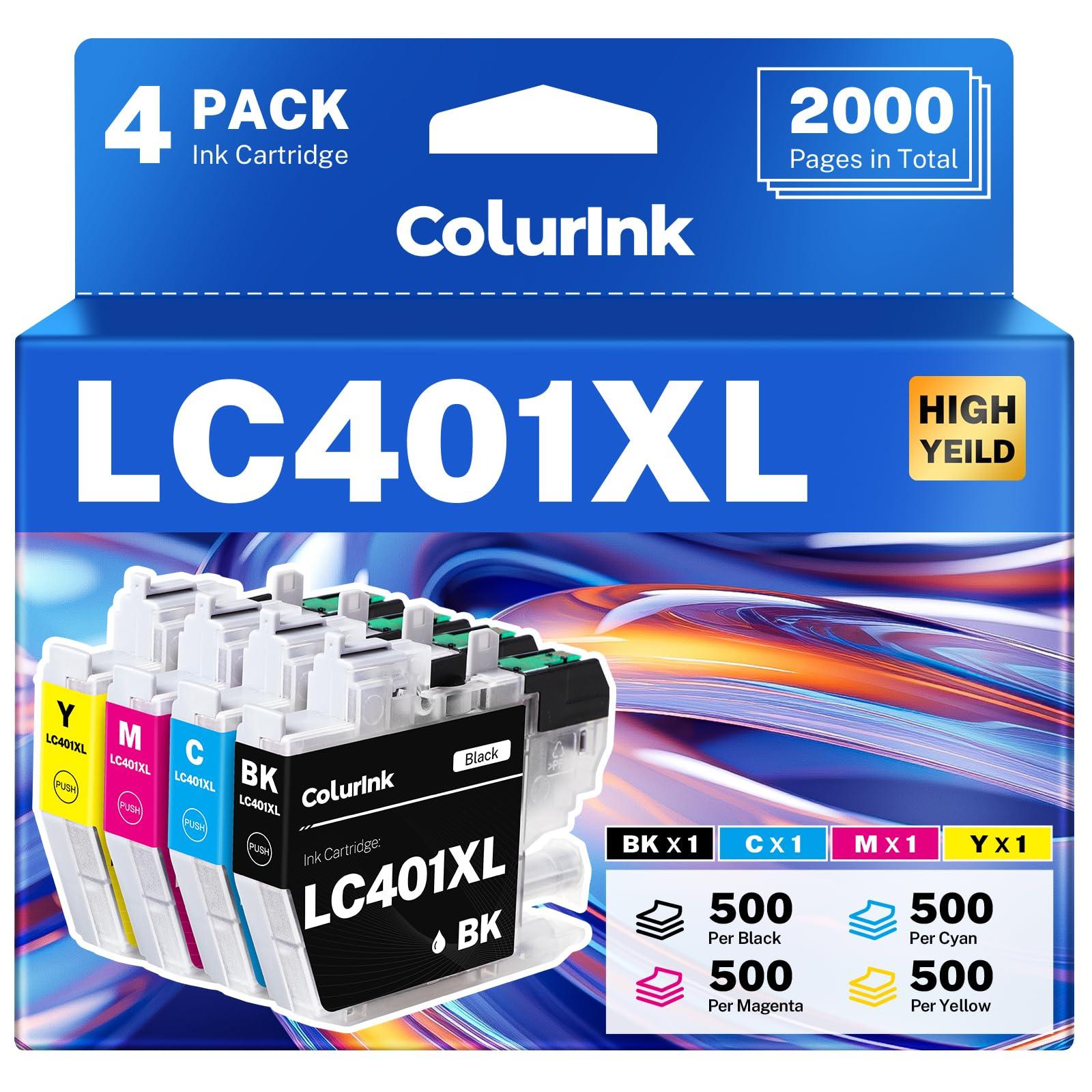 LC401XL LC401 MFC-J1010DW Ink Cartridges Compatible for Brother Ink Cartridges LC401 XL Work with Brother MFC-J1010DW MFC-J1012DW MFC-J1170DW Printer Ink (4 Pack High Yields)