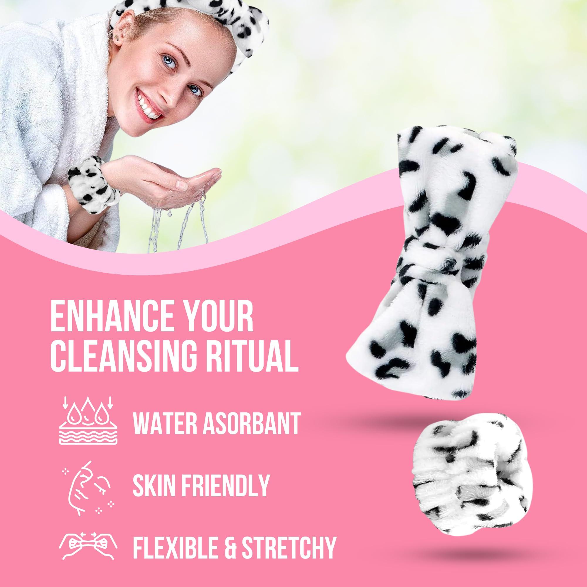 The Freckled Rebel Skincare Bundle Gray Spa Headband and Wristband Set for Face washing face headband and wrist. Enhanced Comfort and Absorbency for Beauty Routines Skincare sets. - Image 4