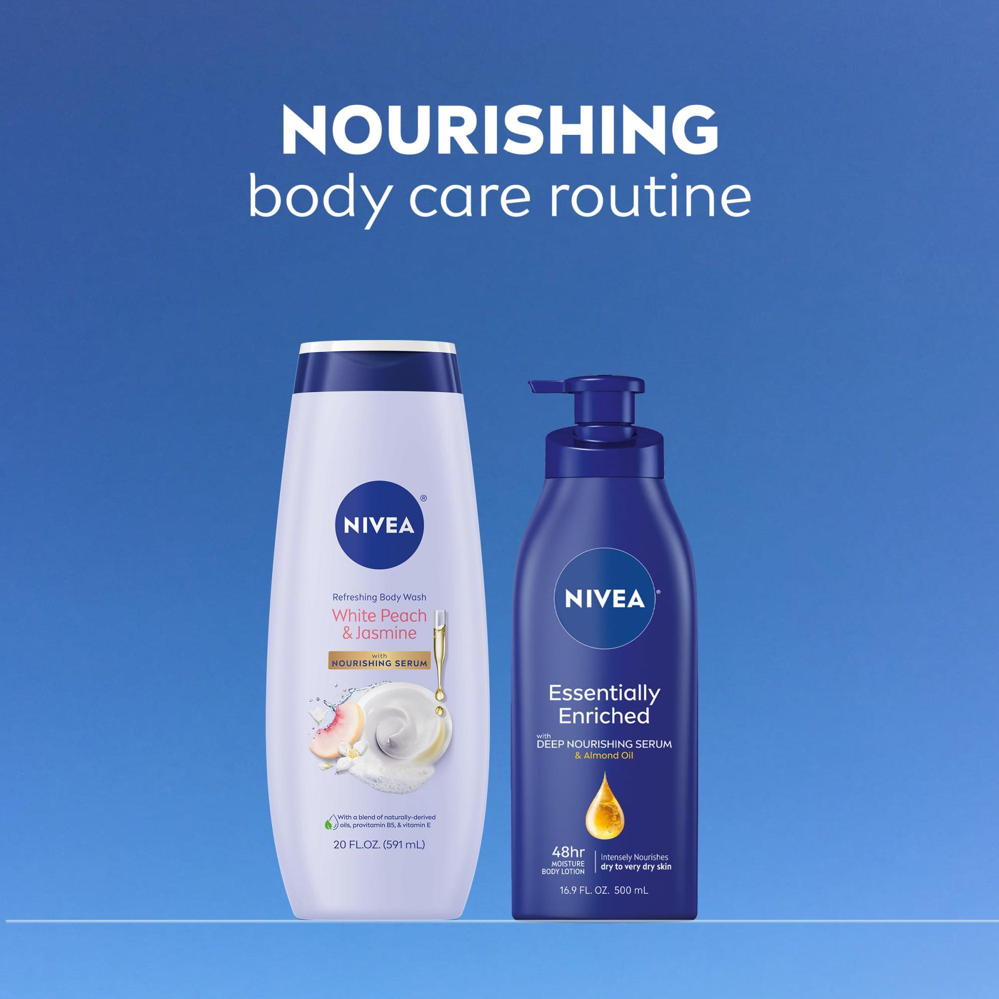 NIVEA Refreshing White Peach and Jasmine Body Wash with Nourishing Serum, Scented Body Wash for Women, Enriched with Provitamin B5 and Vitamin E, 20 Fl Oz Bottle - Image 11