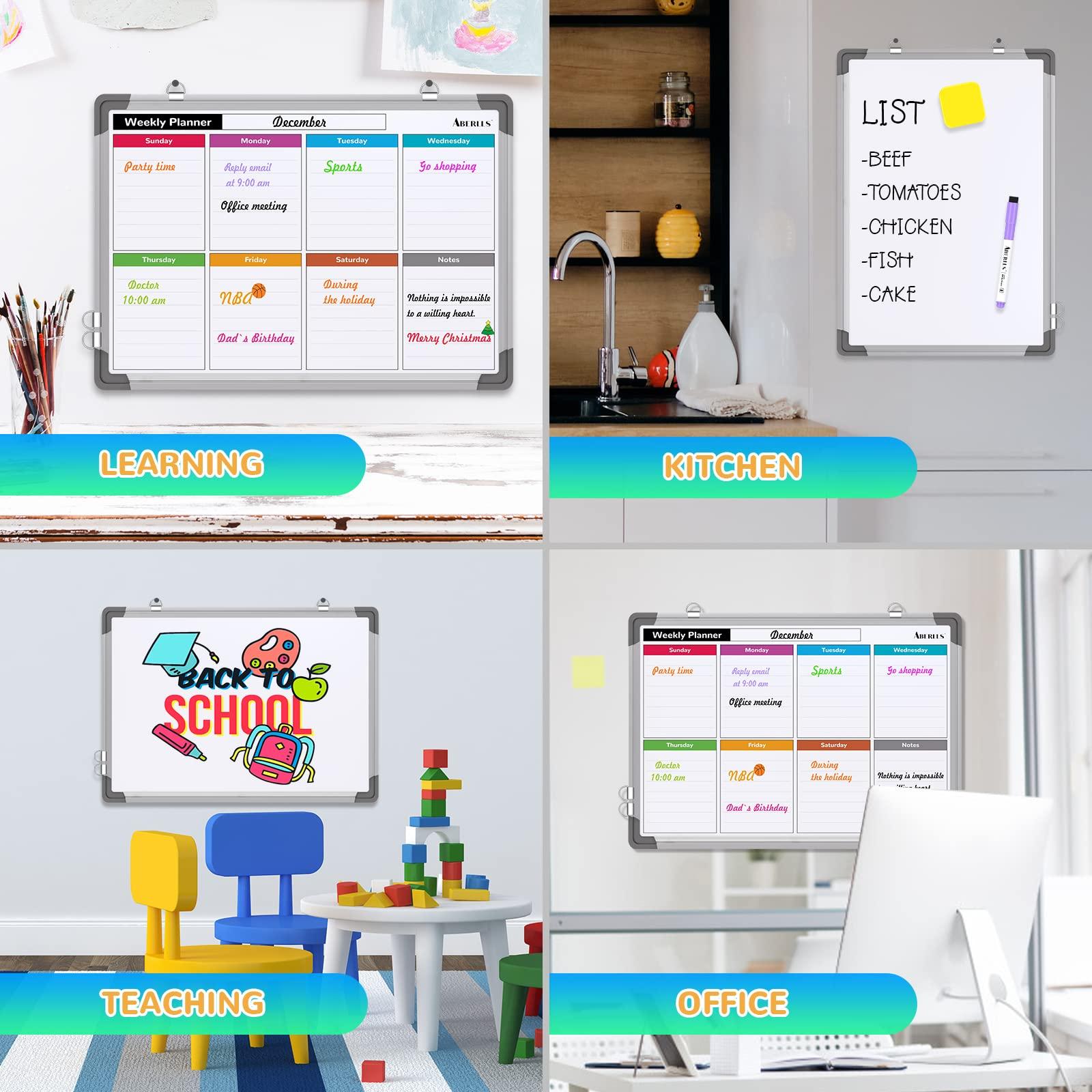 Small Weekly Calendar Dry Erase Whiteboard for Wall, 16" x 12" Magnetic Dry Erase Board, Hanging Double-Sided White Board, Portable Board for List, Kitchen, Planning, Memo, Home, Office - Image 7