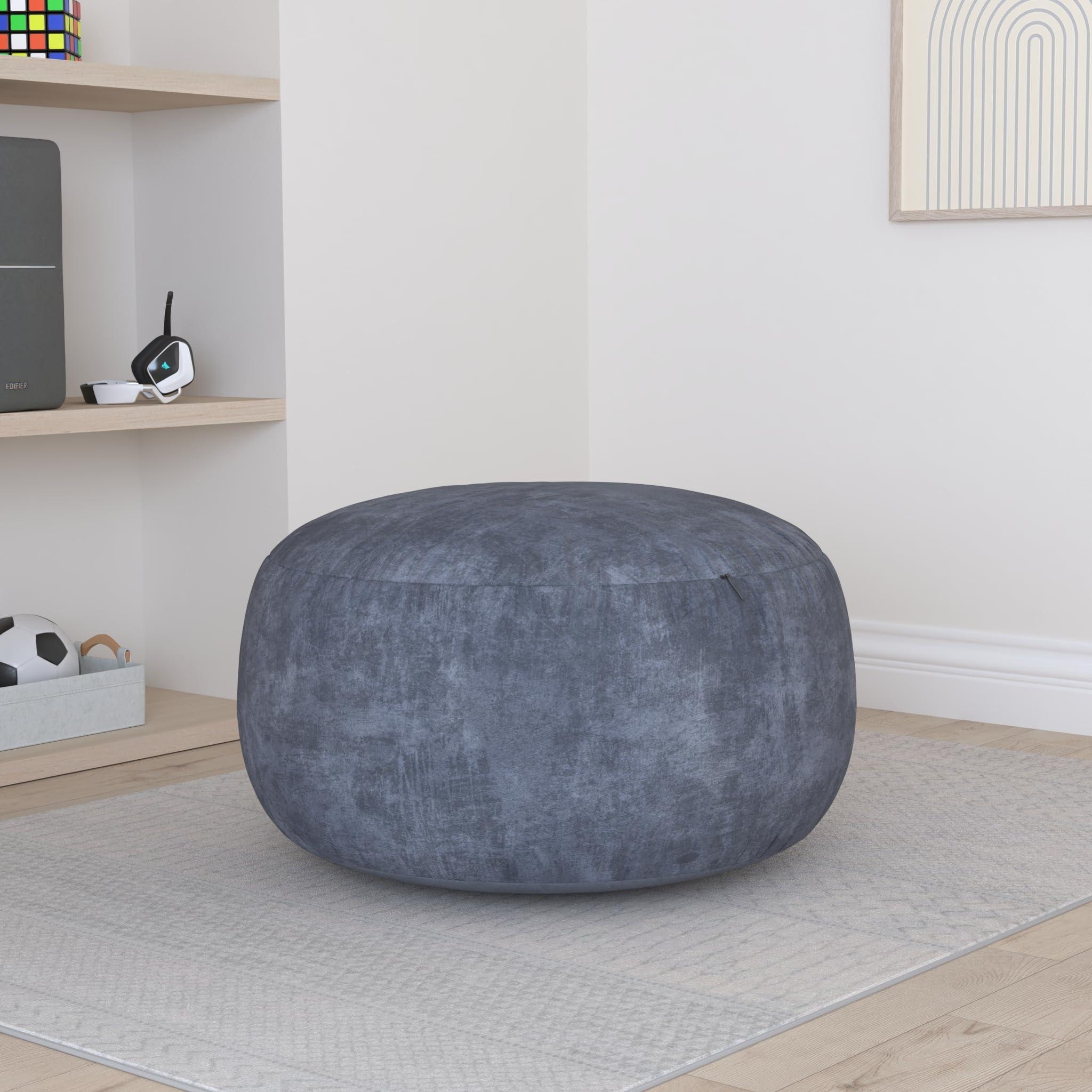 Large Bean Bag Chair: 3 ft Memory Foam Bean Bag Chairs for Adults/Kids,Bean Bag Chair with Fillings,Soft Faux Fur Fabric - Dutch Velvet, Grey, 3 Foot - Image 2