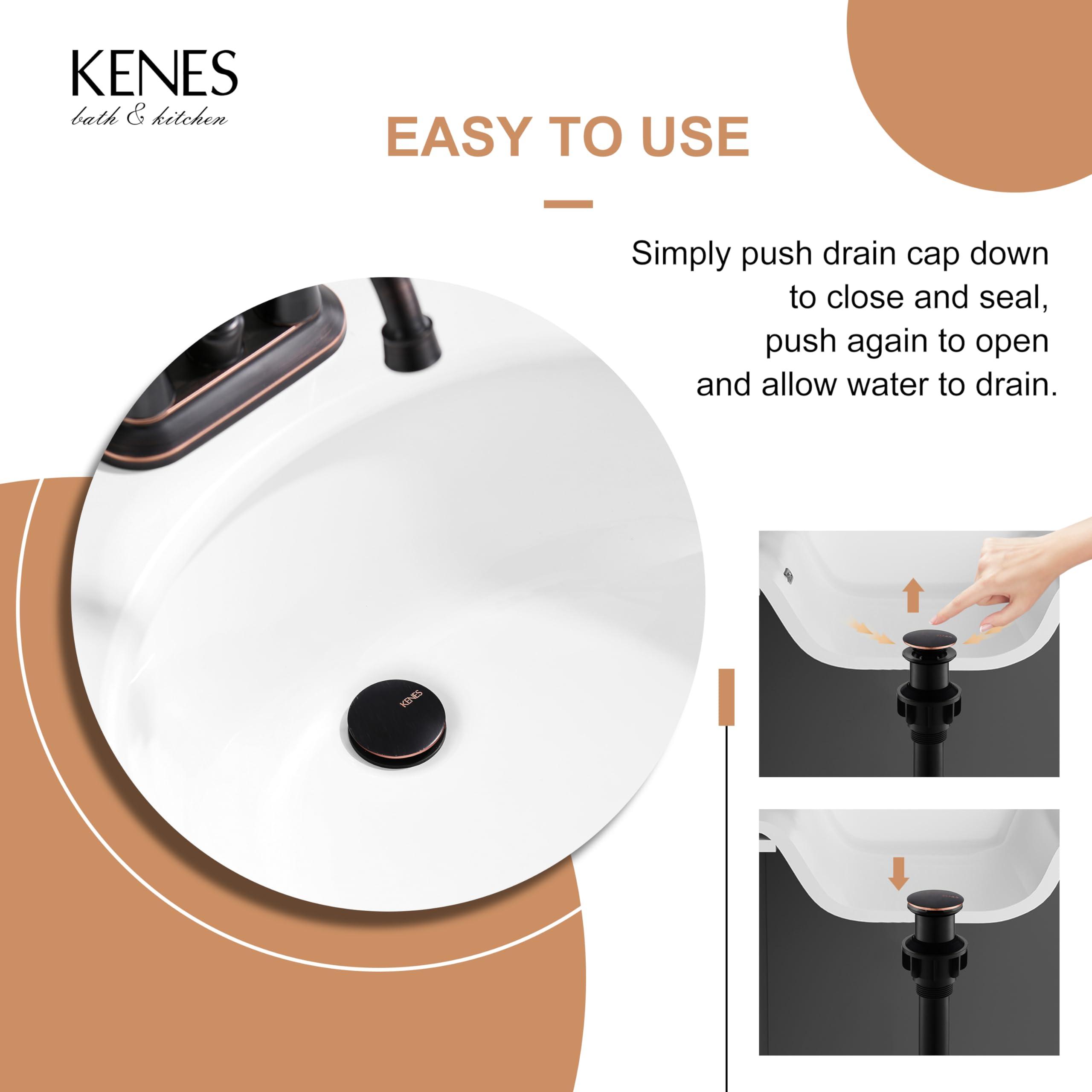 KENES Oil Rubbed Bronze Bathroom Vessel Pop Up Sink Drain, Vanity Faucet Sink Drain Stopper, Sink Drain Assembly Without Overflow Anti Clog Pop Up Drain - Image 5