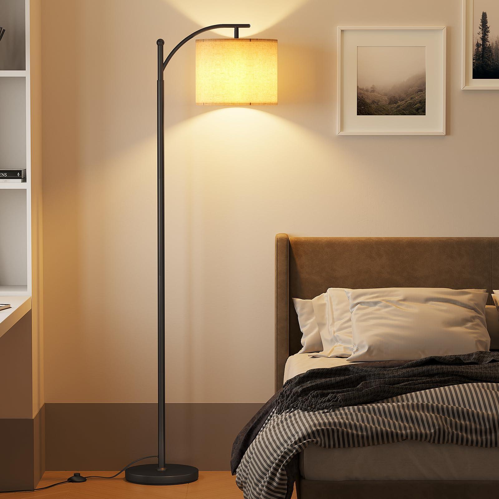 SUNMORY Arc Floor Lamp,Modern Floor Lamp with 9W 3 Color Temperatures Bulb,Metal Standing Lamps with Adjustable Hanging Lampshade,Tall Floor Lamps for Living Room,Bedroom,Office (Black) - Image 6