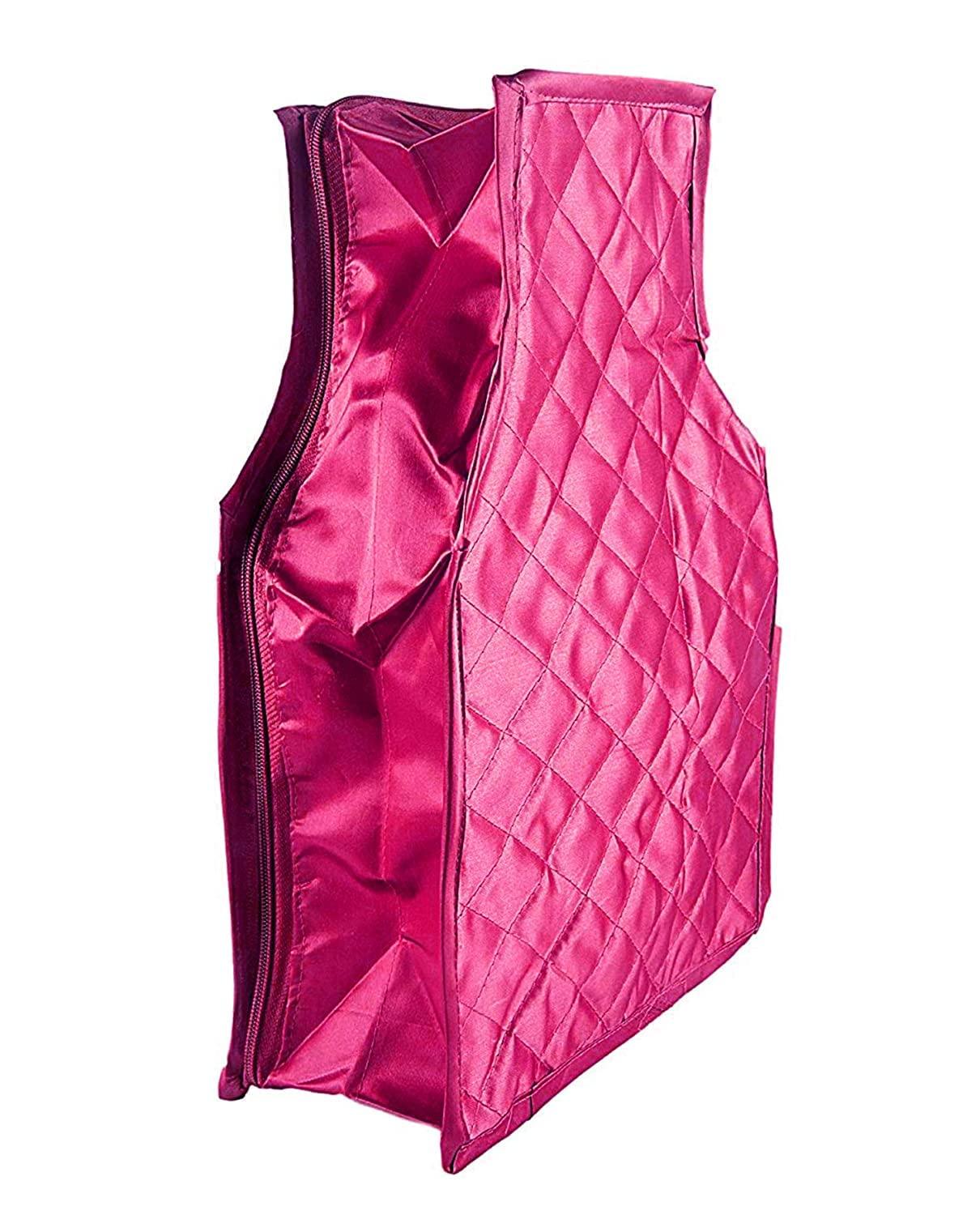 atorakushon 6 Piece Fabric Satin Blouse Cover Clothes Storage Bag Set With Transparent Window Wardrobe Garments Organizers (Pink) - Image 5