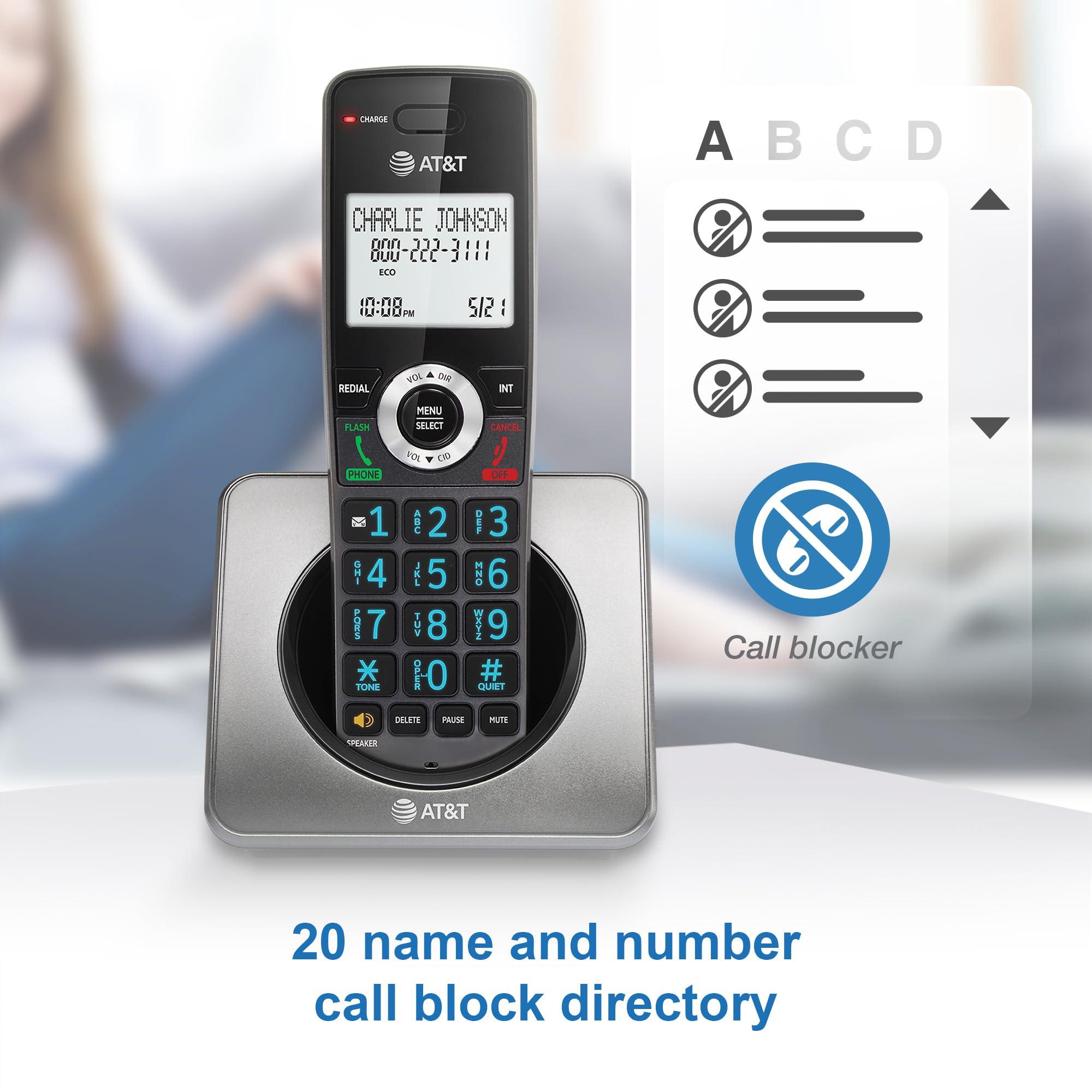AT&T GL2101-2 DECT 6.0 2-Handset Cordless Home Phone with Call Block, Caller ID, Full-Duplex Handset Speakerphone, 2" White Backlit Display, Lighted Keypad (Graphite & Black) - Image 2