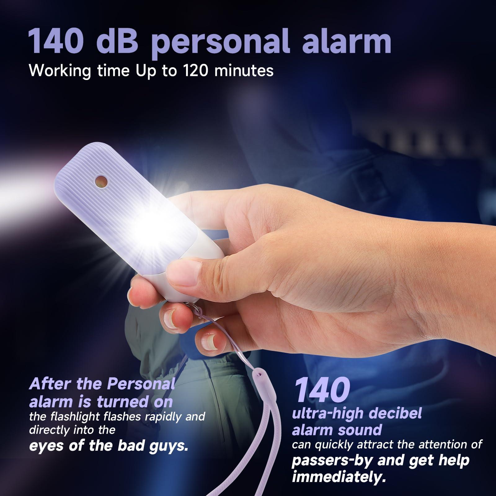 Personal Safety Alarm for Women - 140dB Self Defense Keychains Siren Whistle with Sos LED Strobe Light Personal Emergency Security Safe Devices Key Chain Alarms in 5 Pop Colors - Purple - Image 5