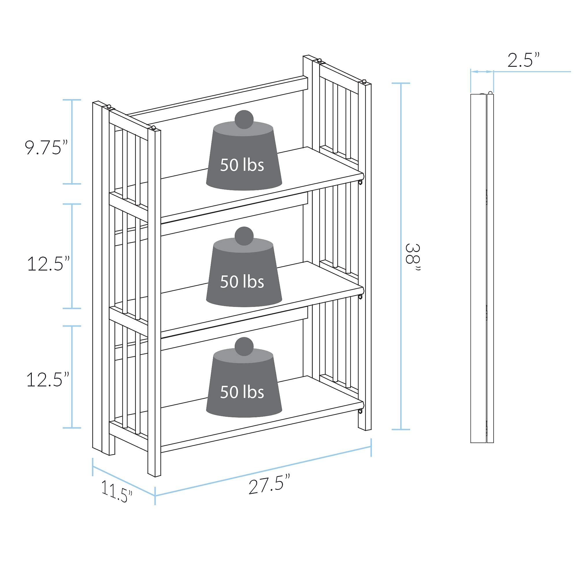 Casual Home 3 Shelf Folding Stackable Bookcase, 27.5" Wide, Espresso - Image 3