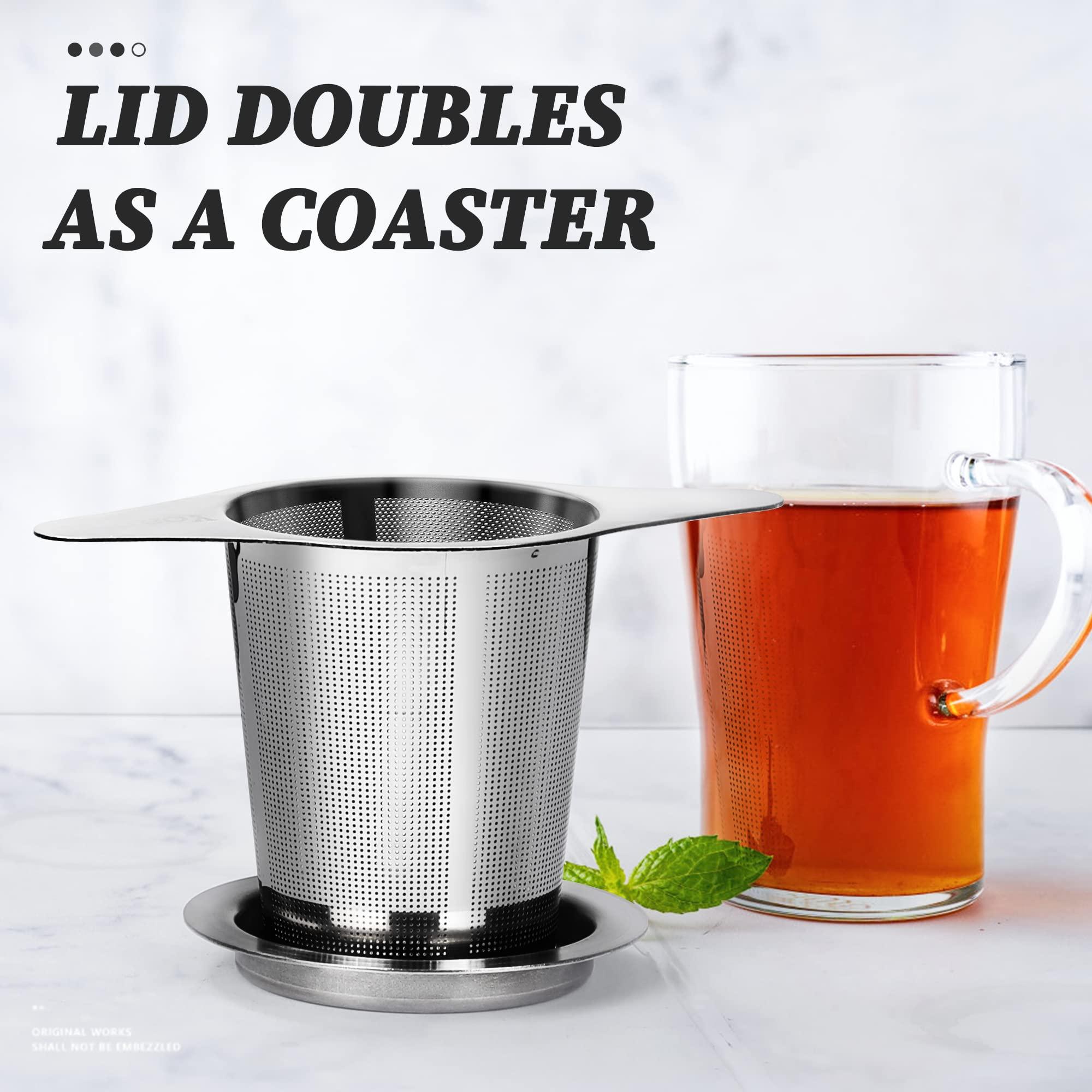 Yoassi Extra Fine 18/8 Stainless Steel Tea Infuser Mesh Strainer with Large Capacity & Perfect Size Double Handles for Hanging on Teapots, Mugs, Cups to Steep Loose Leaf Tea and Coffee - Image 5