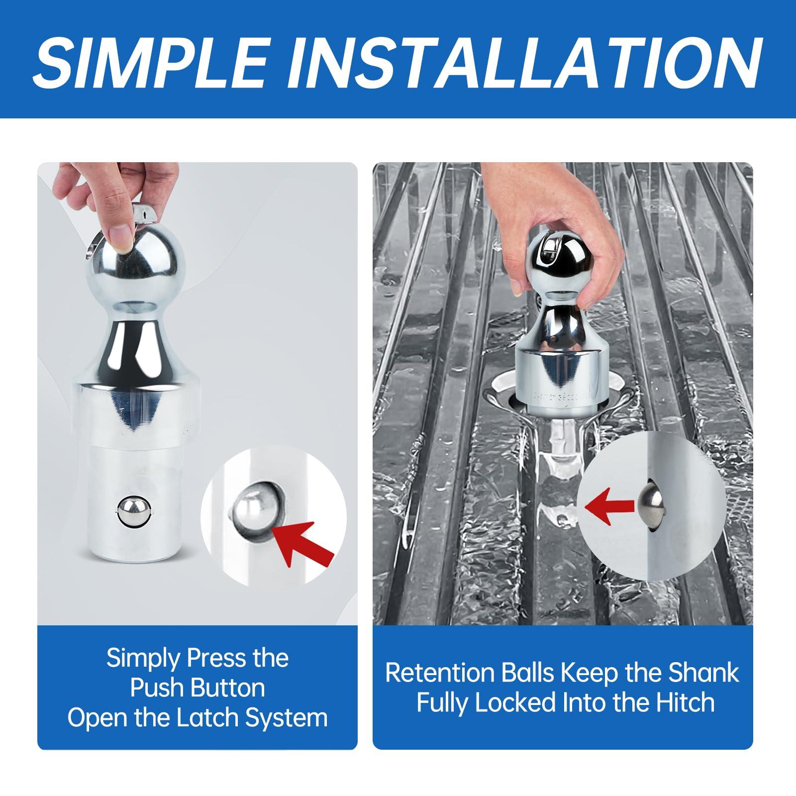 Lrichy 60629 38k 2-5/16 Inch Puck System Gooseneck Hitch Ball for 2013-2025 Ford F250/350/450 & Dodge Ram 2500/3500, 2016-2025 Chevrolet Silverado 2500/3500 HD, GMC Sierra 2500/3500 HD Nissan Titan XD - Image 4