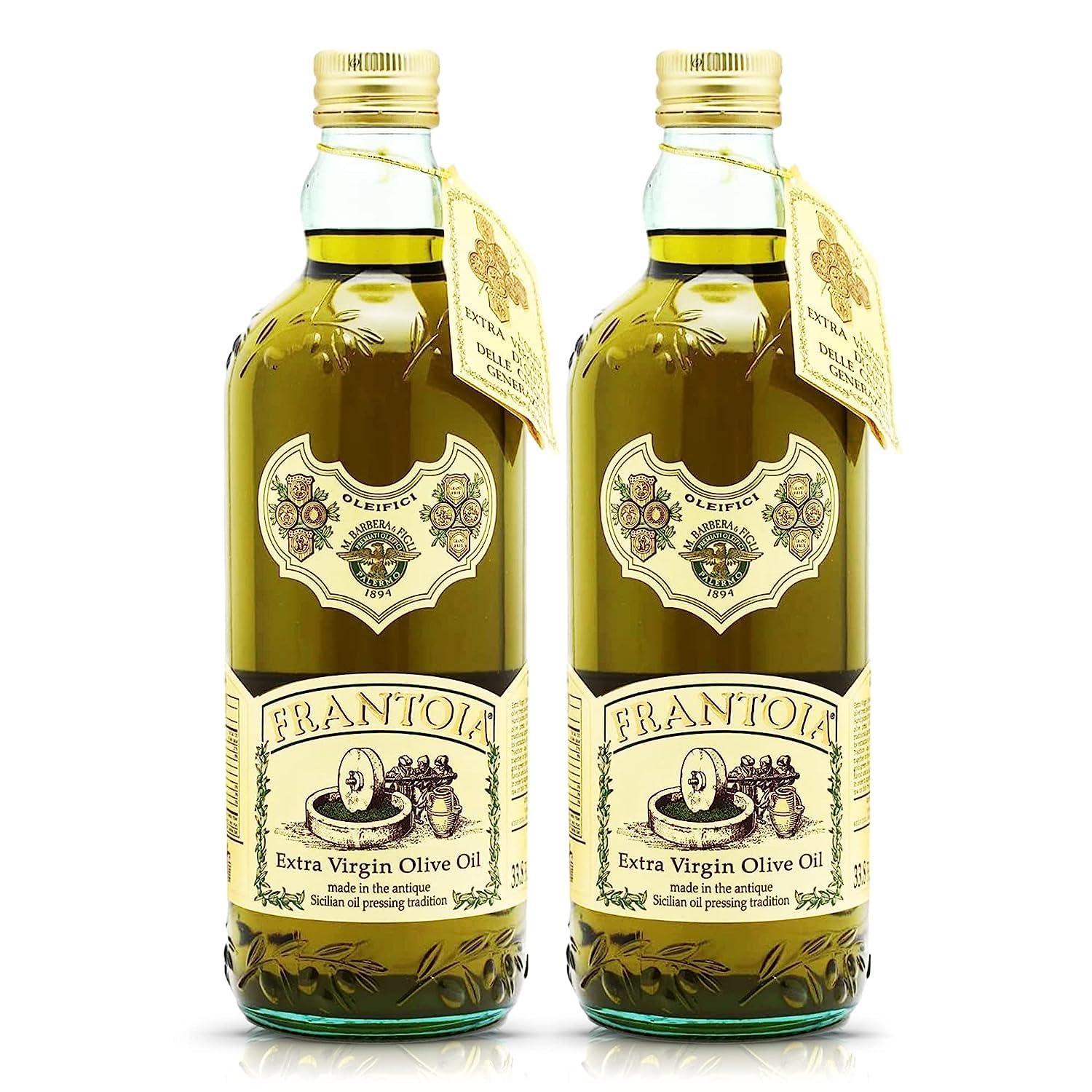 Frantoia Extra Virgin Olive Oil from Italy - Fruity, Unfiltered, Cold Extracted Authentic Sicilian Olive Oil - Fresh Harvest, Imported From Italy - 33.8 fl oz - Pack of 2