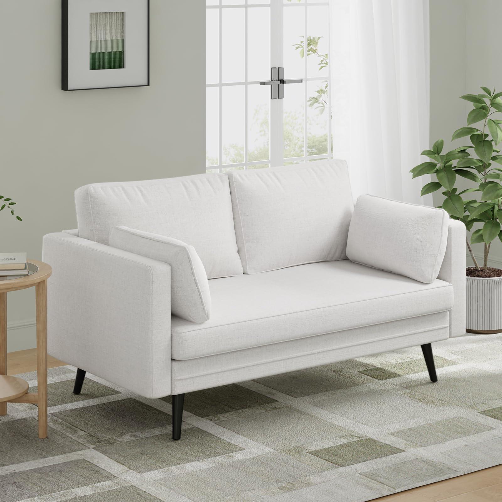 Novilla 66" Fabric Loveseat Sofa, 700 LBS Weight Capacity, Simple Assembly Required, Fabric Couch for Living Room, Bedroom, Home Office, Cream Couch - Image 9