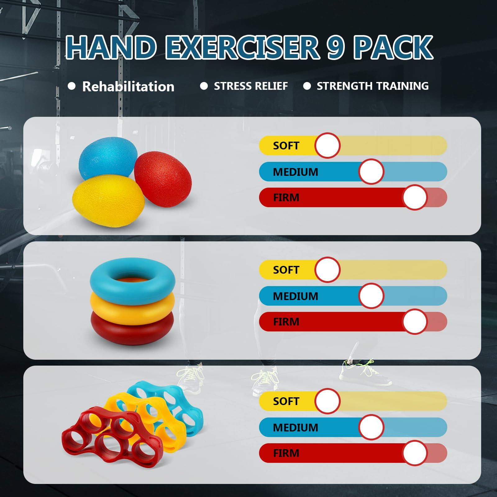 13 PCS Grip Strength Trainer Kit, Hand Gripper Strengthener, Forearm Strengthener, Finger Strengthener, Finger Exerciser, Stress Relief Ball, Forearm Workout Ring for Muscle Building and Injury Recover - Image 7