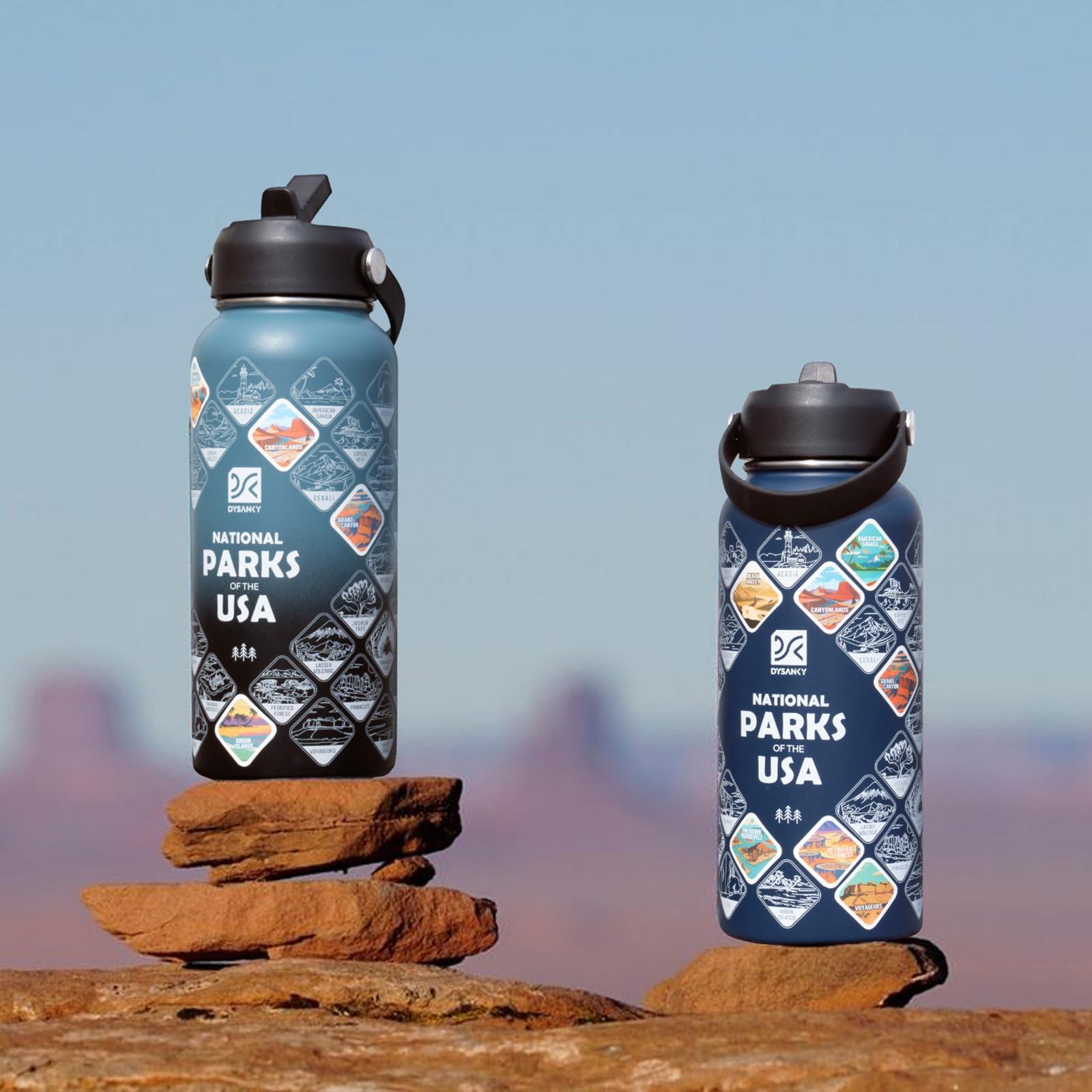 DYSANKY National Parks Water Bottle – 32 oz Insulated Stainless Steel Water Jug with 63 Hand-Drawn Park Stickers, Outdoor Accessories & Gift Box – BPA-Free – Ideal for Hiking, Camping & Travel - Image 2