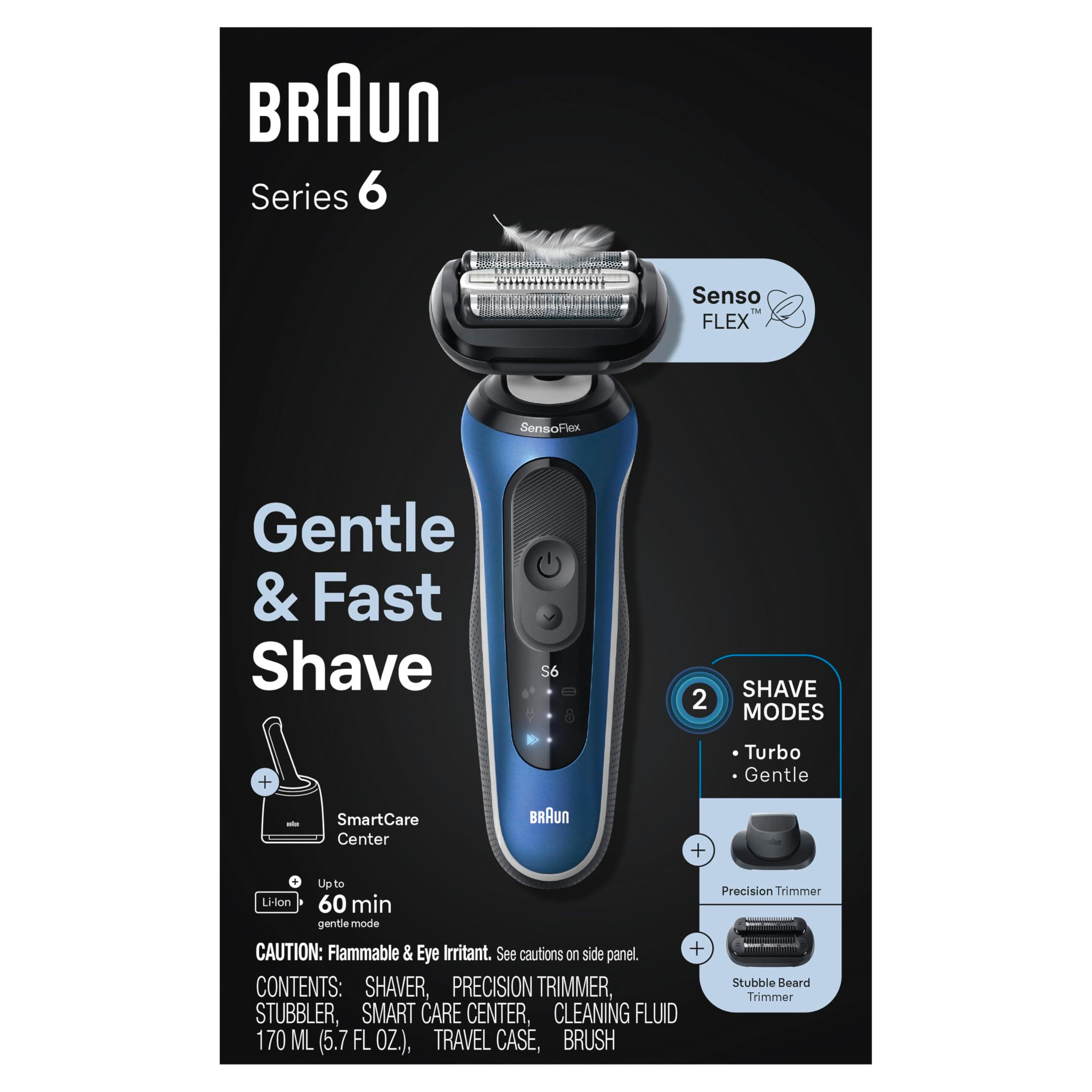 Braun Electric Shaver for Men, Series 6 6177cc, Wet & Dry Shave, Turbo & Gentle Shaving Modes, Foil Shaver, Blue - Image 9