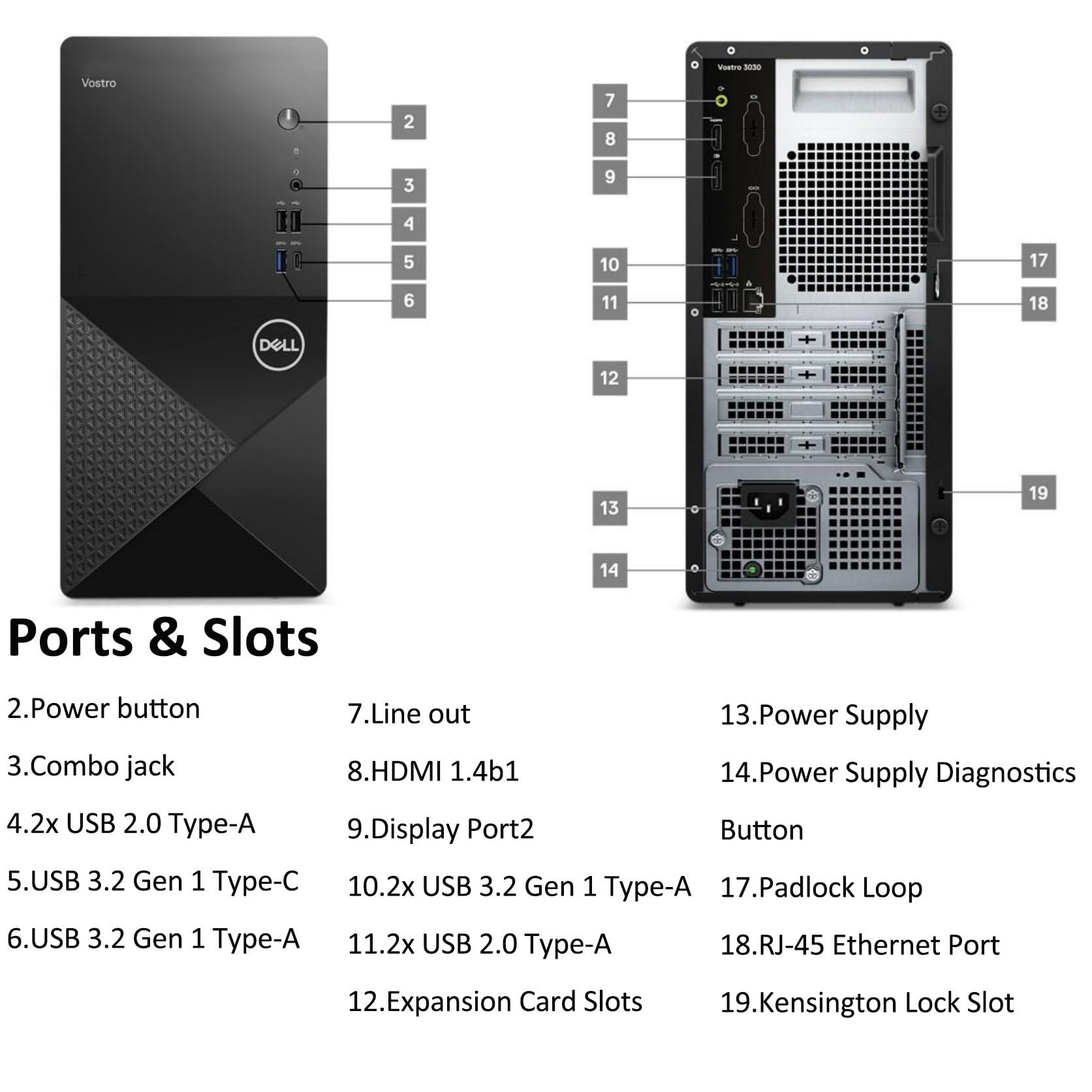 Dell Vostro 3030 Tower Business Desktop Computer, 12th gen Intel 4-Core i3-12100 (Beat i5-11500T), 32GB DDR5 RAM, 1TB PCIe SSD, WiFi 6, Bluetooth, DisplayPort, HDMI, Keyboard & Mouse, Windows 11 Pro - Image 5