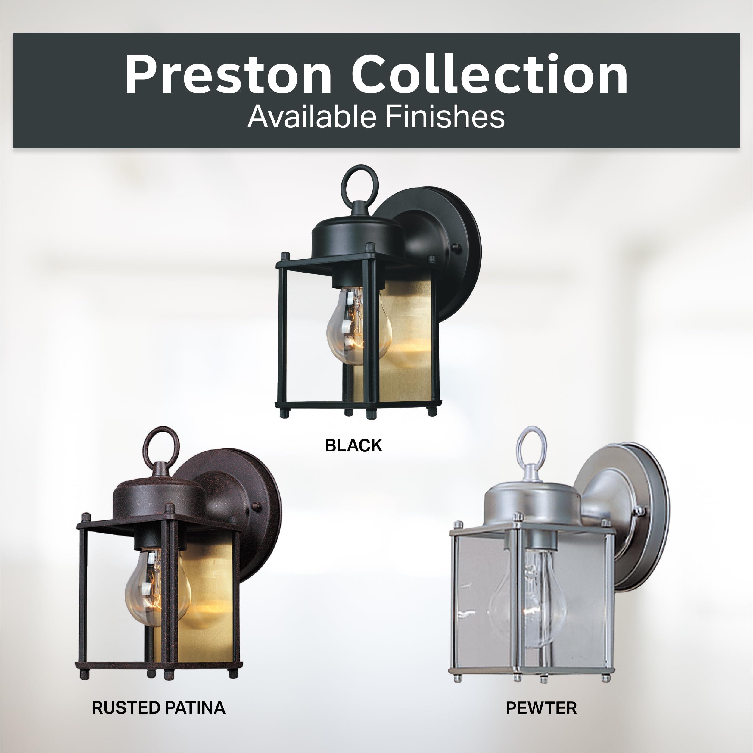 DESIGNERS FOUNTAIN Preston Outdoor Light Fixture, 8 Inch, Exterior Wall Mount Lantern Sconce, Clear Glass Porch Lights for Front Door, Patio, and House Garage, Black, 1161-BK - Image 6
