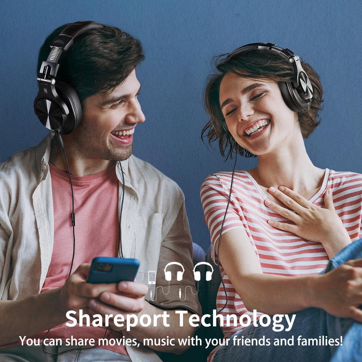 OneOdio A71 Hi-Res Studio Recording Headphones - Wired Over Ear Headphones with SharePort, Monitoring Mixing Foldable Headset with Stereo Sound, 3.5/6.35MM Jack for PC Computer DJ Guitar-Black - Image 5