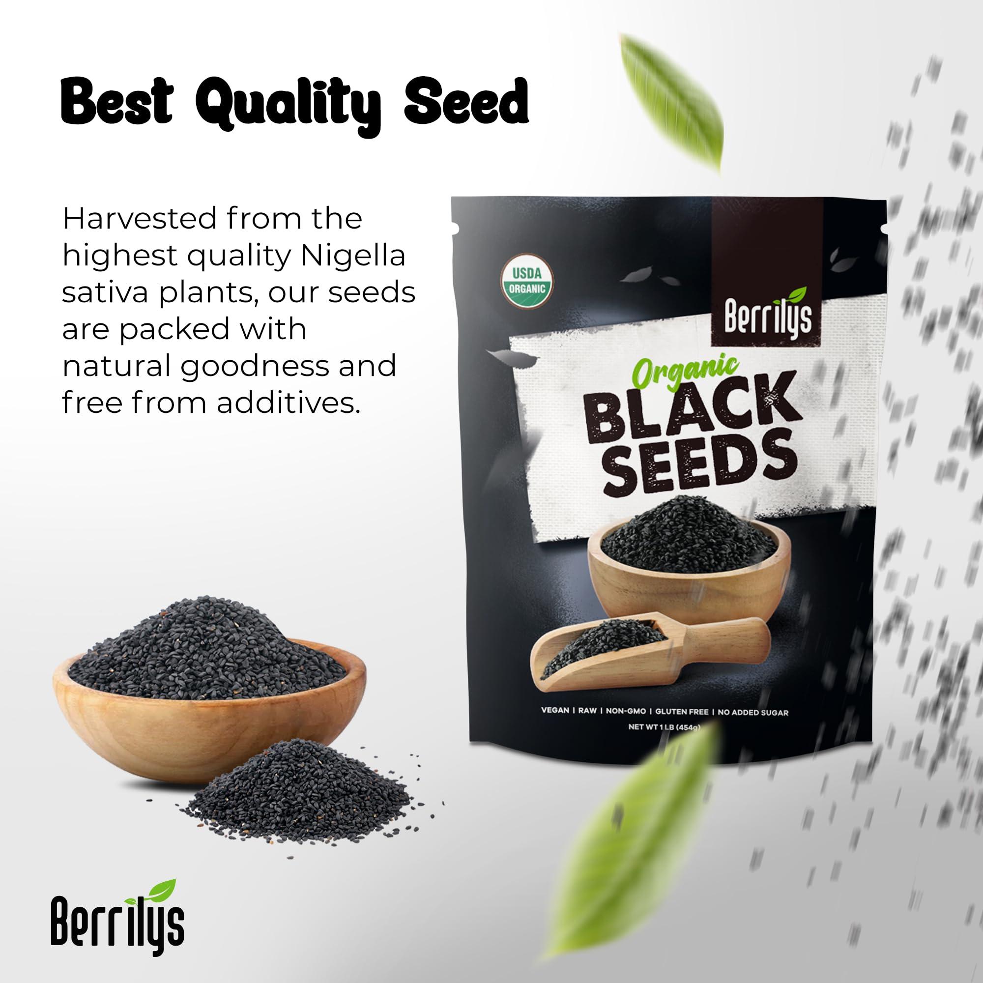 Berrilys Black Cumin Seeds – USDA Certified Organic Nigella Sativa – Kalonji for Baking, Seasoning, and Cooking Dishes – Nutrient-Packed Spice, Versatile Herb for Recipes and Meal Preparation – 16oz - Image 3