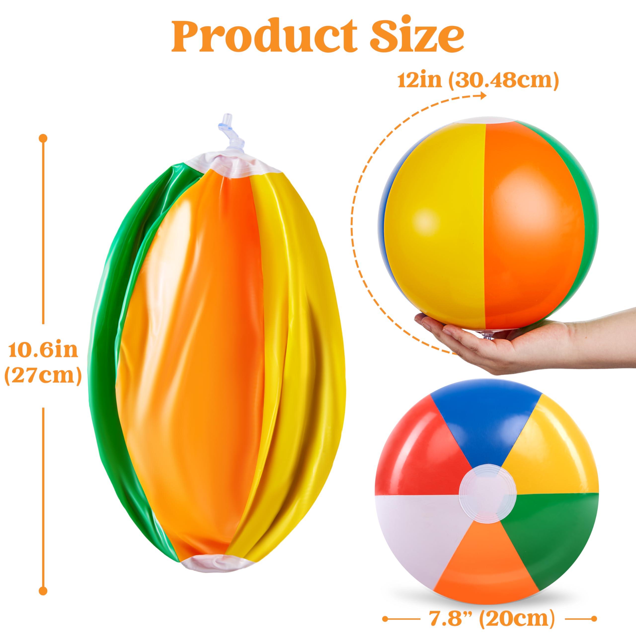 JOYIN Rainbow Beach Balls(12 Pack), 12'' Inflatable Swimming Pool Toys for Summer Water Games Kids Birthday Party Supplies Combo Set Include Inflatable Beach Balls - Image 5
