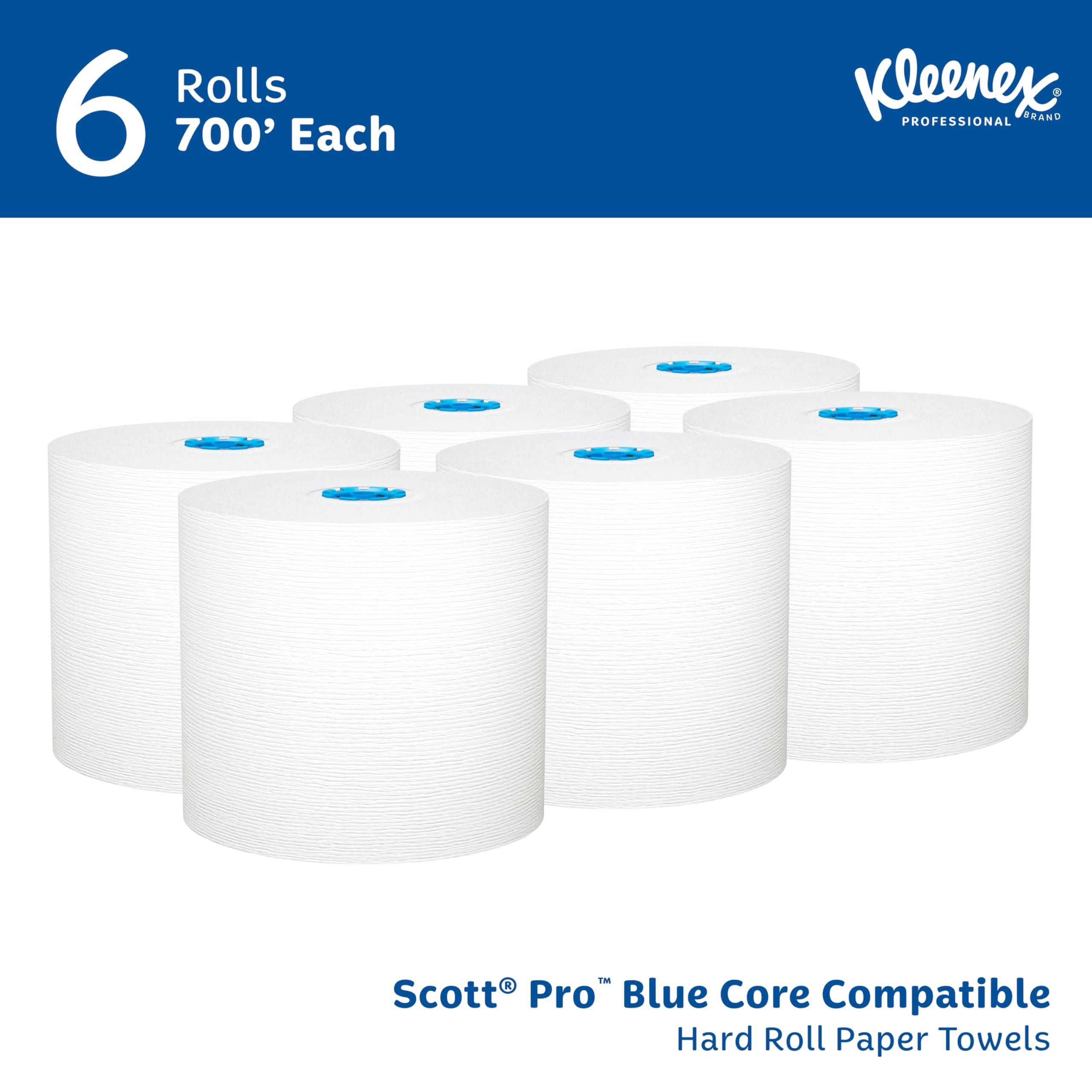 Kleenex Professional Hard Roll Paper Towels, Bulk (25637), Premium Absorbency Pockets, White, for Scott-brand Blue Core Dispensers (6 Rolls at 700' Each, 4,200'/Case) - Image 2