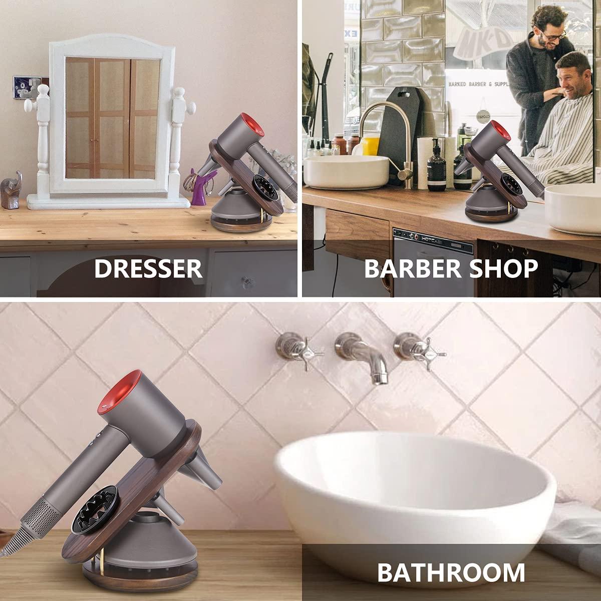 Livoccur Hair Dryer Stand Holder for Dyson Supersonic, Magnetic Hair Dryer Display Stand wood Bathroom Organizer for Dyson Supersonic Hair Dryer Tools, Compatible for All Dyson Supersonic Models - Image 7