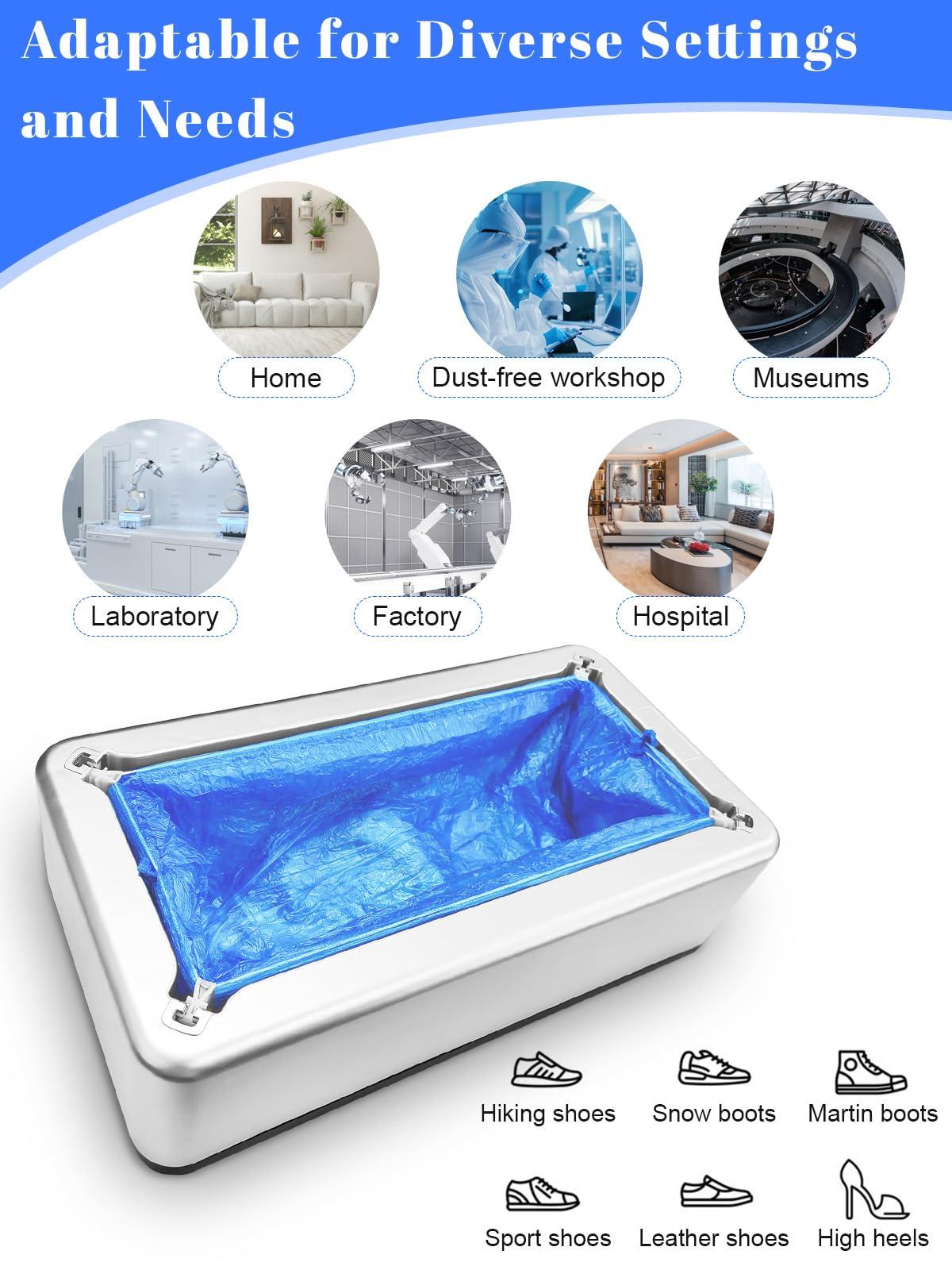 Shoe Covers Machine Automatic Shoe Cover Dispenser with 200pcs Disposable Plastic Shoe Cover for Home, Office, Supermarket, Factory, Hospital (Silver) - Image 7