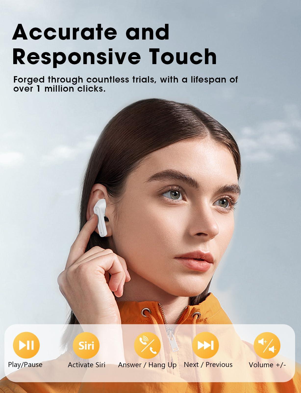 ZZU Wireless Earbuds, 2025 Ear Buds with Big Bass Stereo Sound, Lightweight Bluetooth Earbuds with 48 Hours Playtime, in-Ear Fit Earphones, IPX7, Hands-Free Calls with AI for iPhone, Android, Pad - Image 7