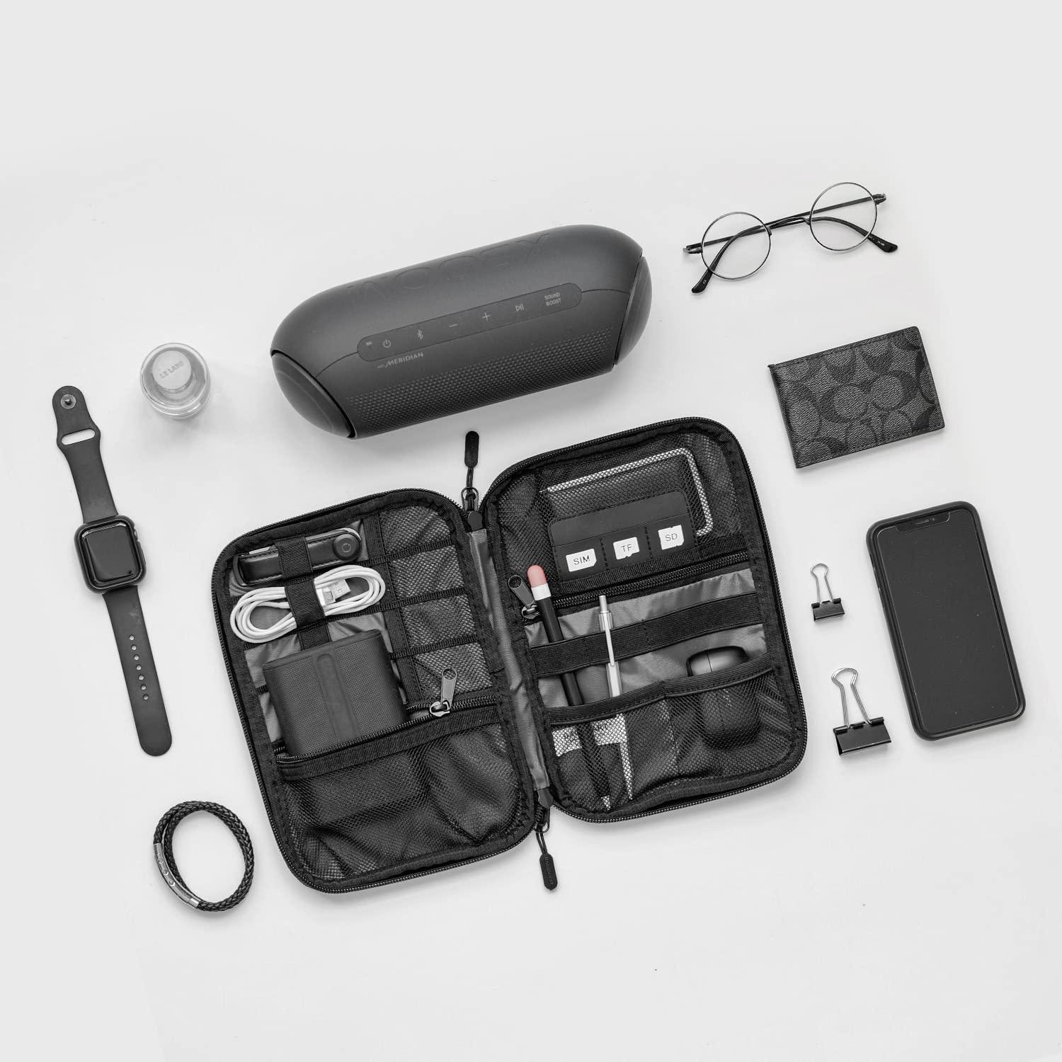 BAGSMART Electronics Travel Organizer Case, Tech Accessories Cord Storage Bag for Phone, Power Bank, SD Card, Cables, Black - Image 8