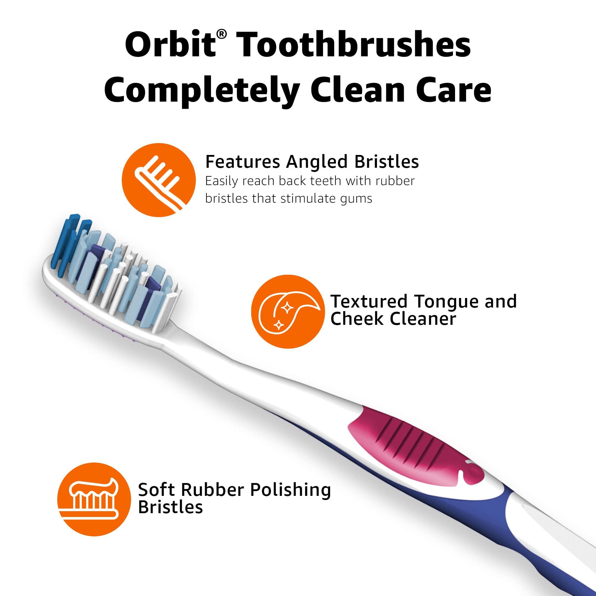Amazon Basics Orbit Toothbrushes, Soft, Full, 4 Count, Assorted Colors (Previously Solimo) - Image 3