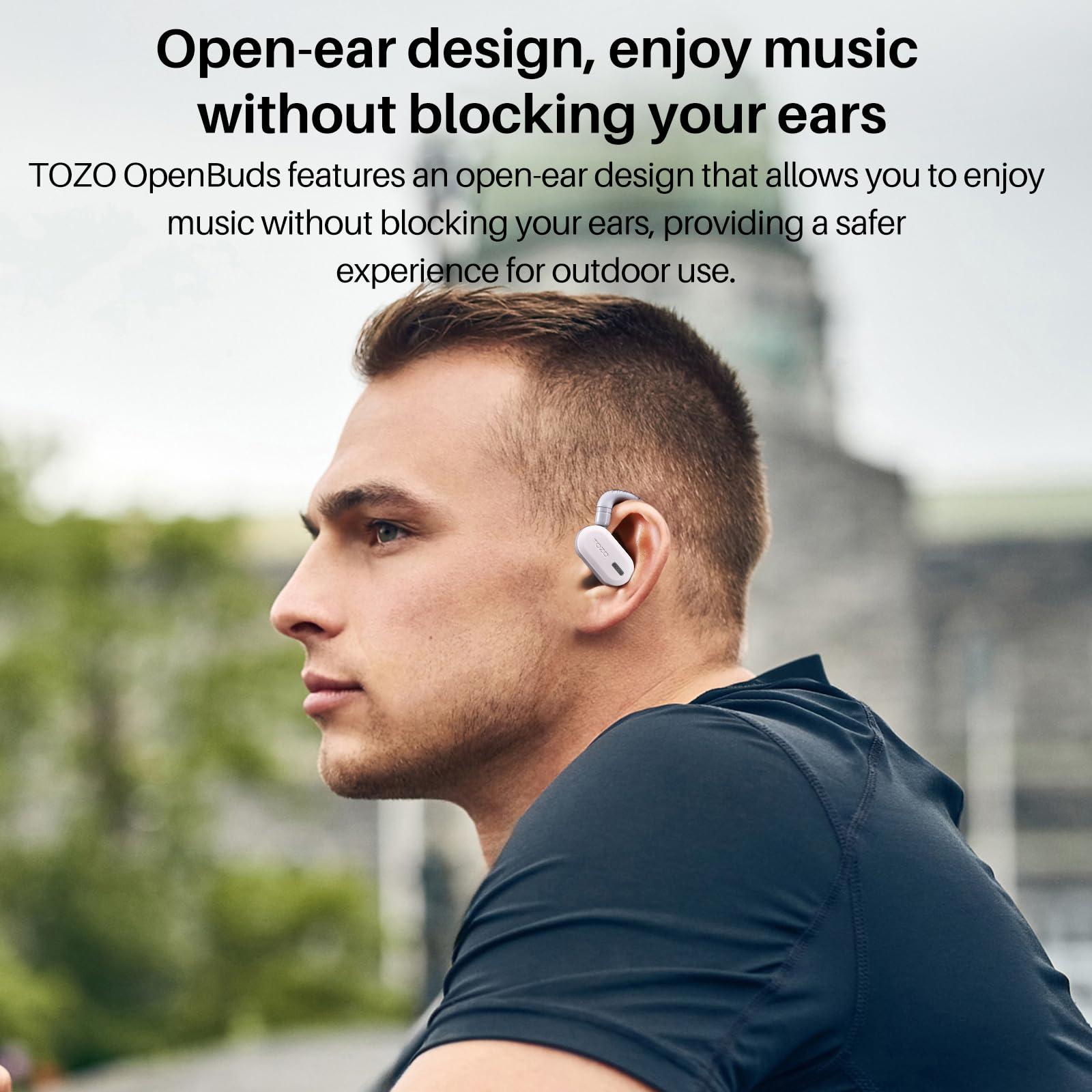 TOZO O2 True Open Ear Wireless Headphones Lightweight with Multi-Angle Adjustment, Bluetooth 5.3 Earbuds with Dual-Axis Design for Long-Lasting Comfort, Crystal-Clear Calls for Driving, White - Image 2
