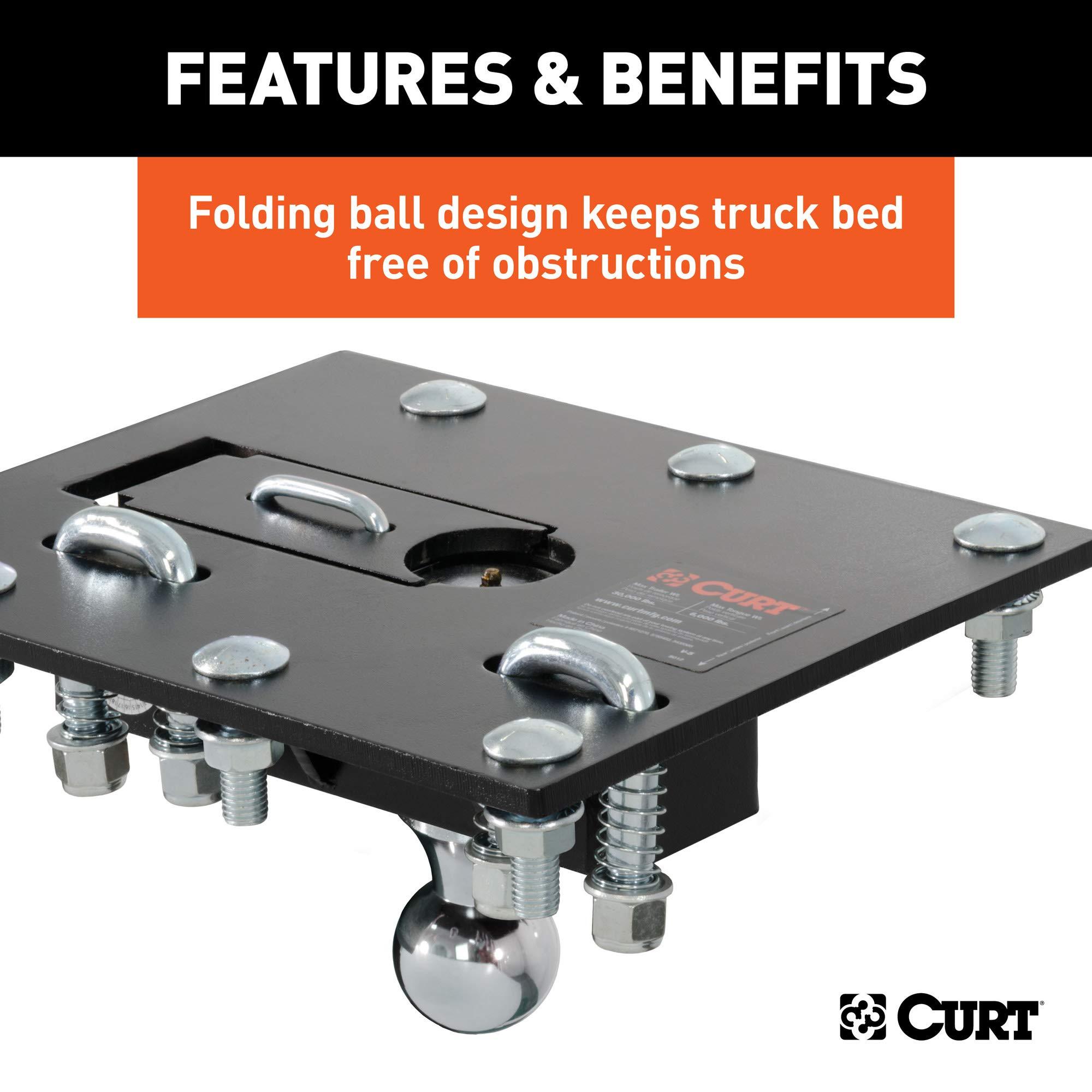 CURT 61052 Over-Bed Folding Ball Gooseneck Hitch, 30,000 lbs, 2-5/16-Inch Ball - Image 4