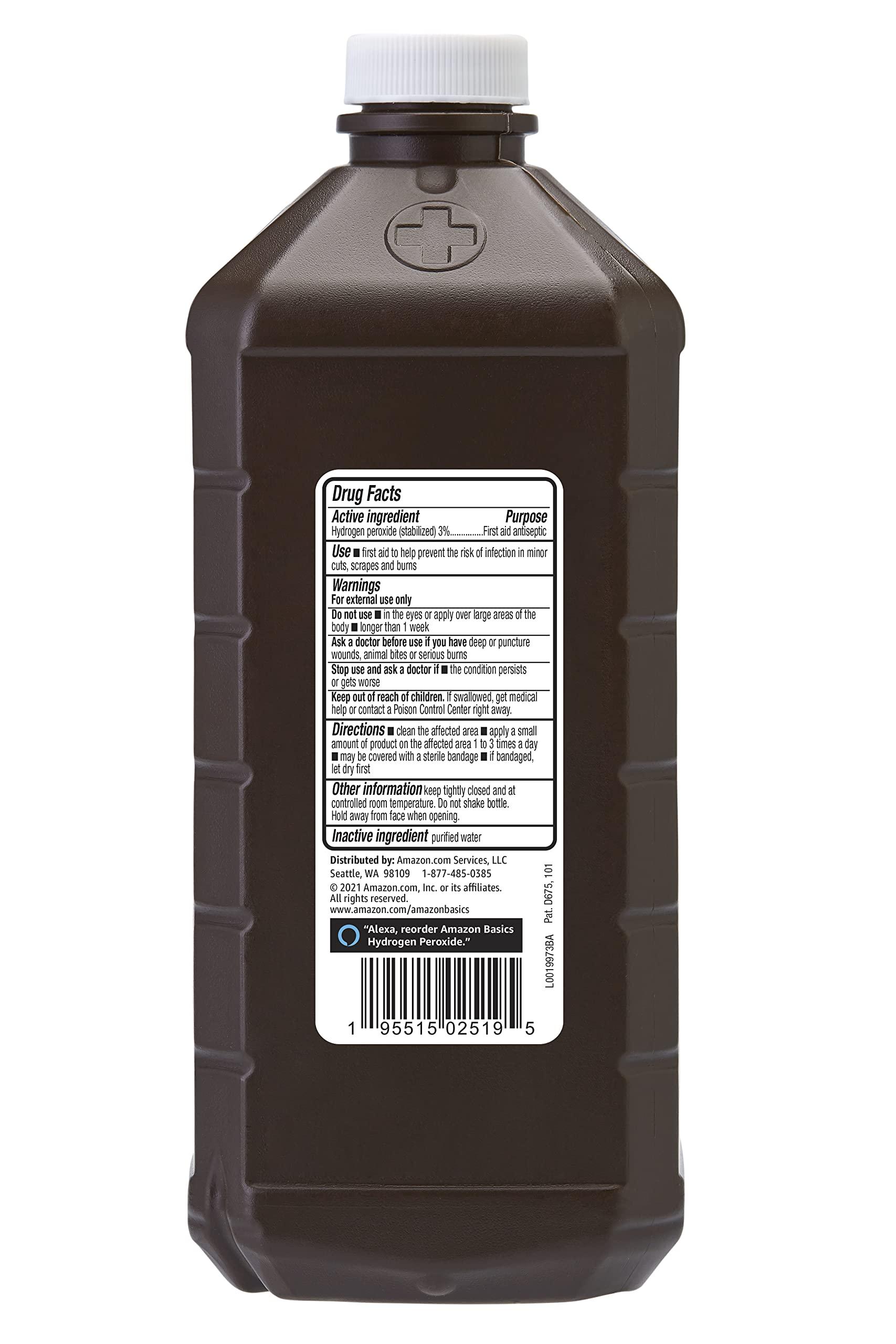 Amazon Basics Hydrogen Peroxide Topical Solution USP, First Aid Antiseptic for Cuts, Scrapes and Wound Disinfection, Pack of 1, 32 fl oz - Image 2
